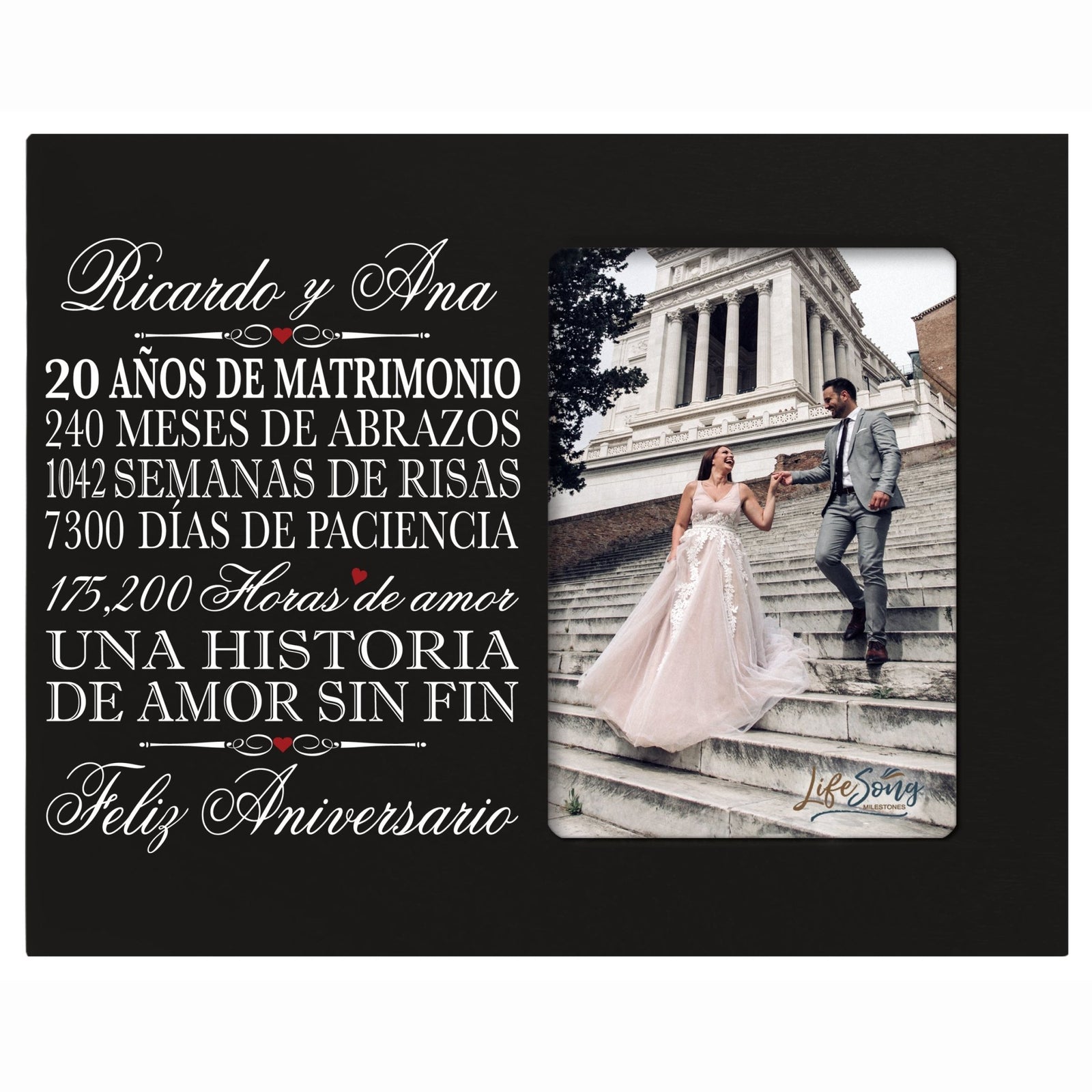 Personalized Anniversary Frames with Spanish Verse - 20th Anniversary - LifeSong Milestones