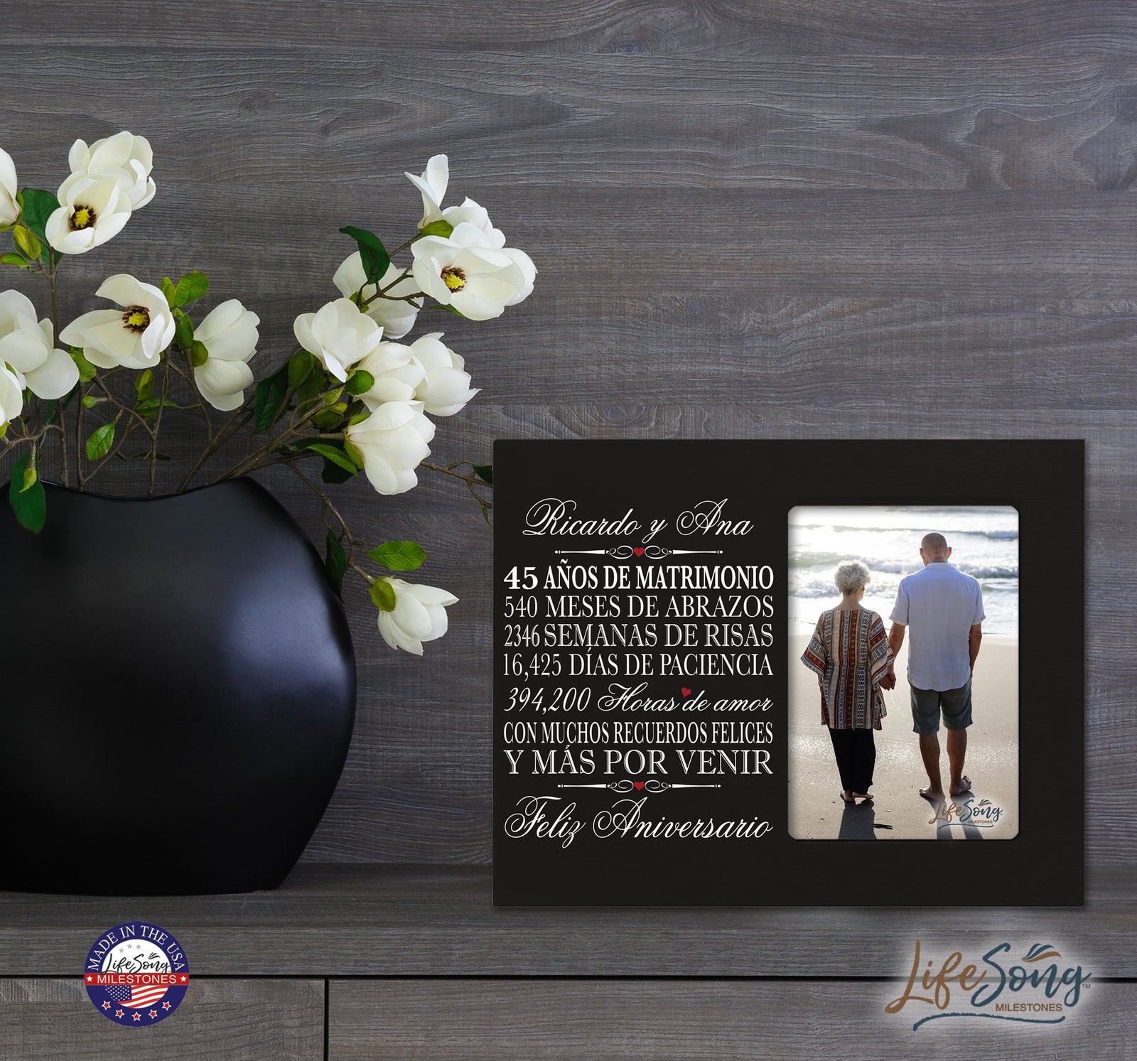 Lifesong Milestones Personalized Couples 45th Wedding Anniversary Spanish Picture Frame