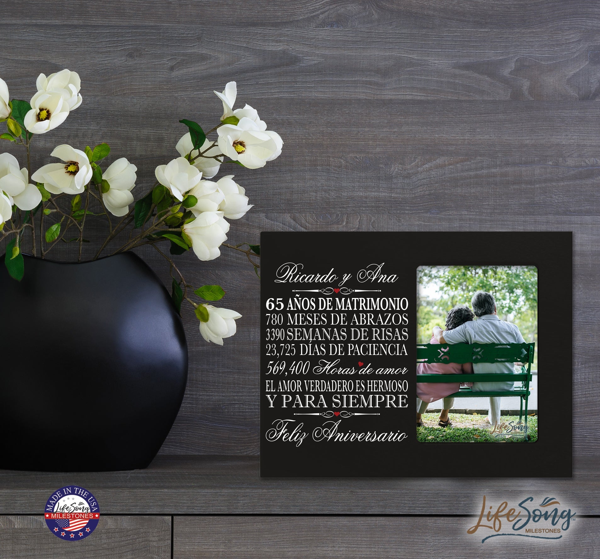 Personalized Anniversary Frames with Spanish Verse - 65th Anniversary - LifeSong Milestones