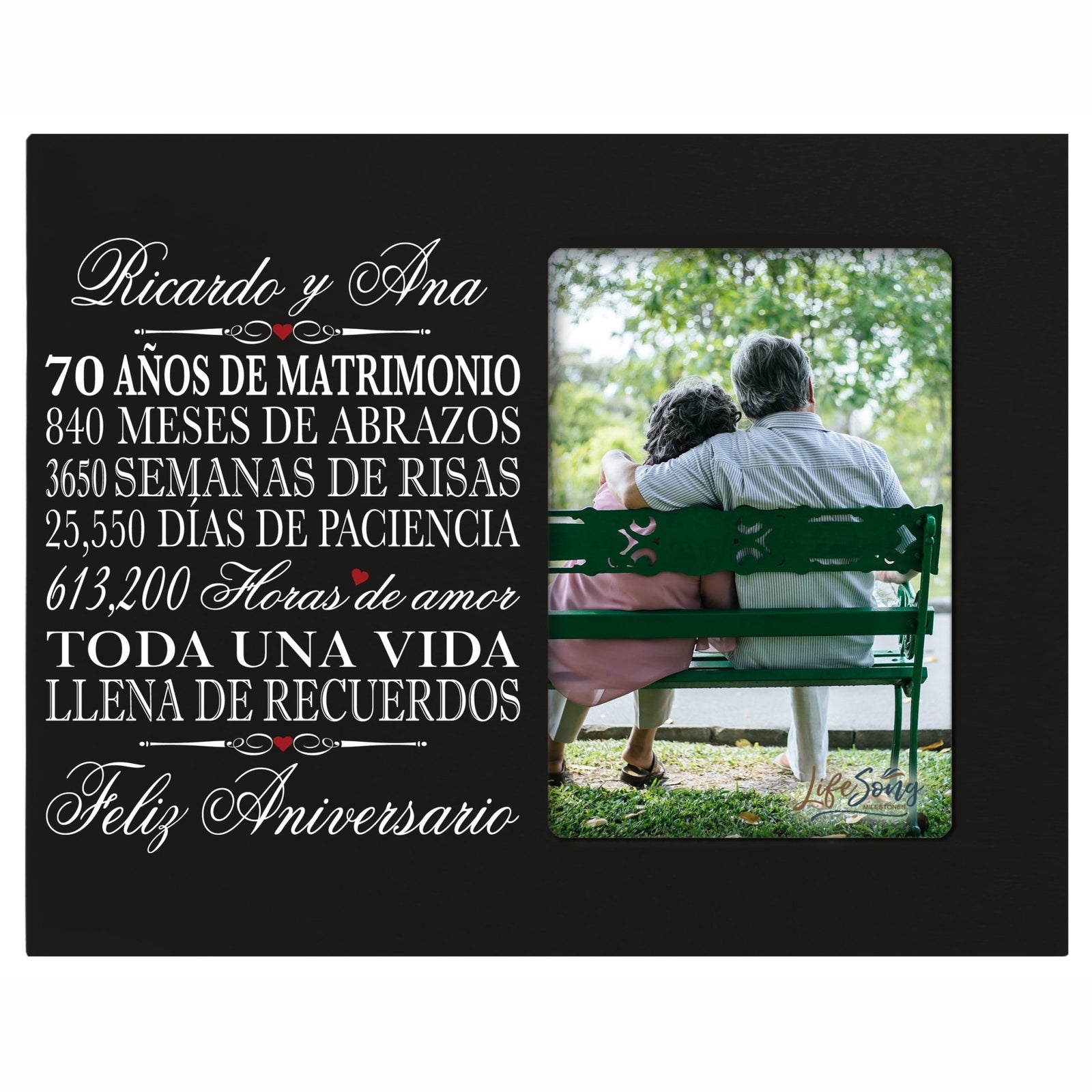 Lifesong Milestones Personalized Couples 70th Wedding Anniversary Spanish Picture Frame