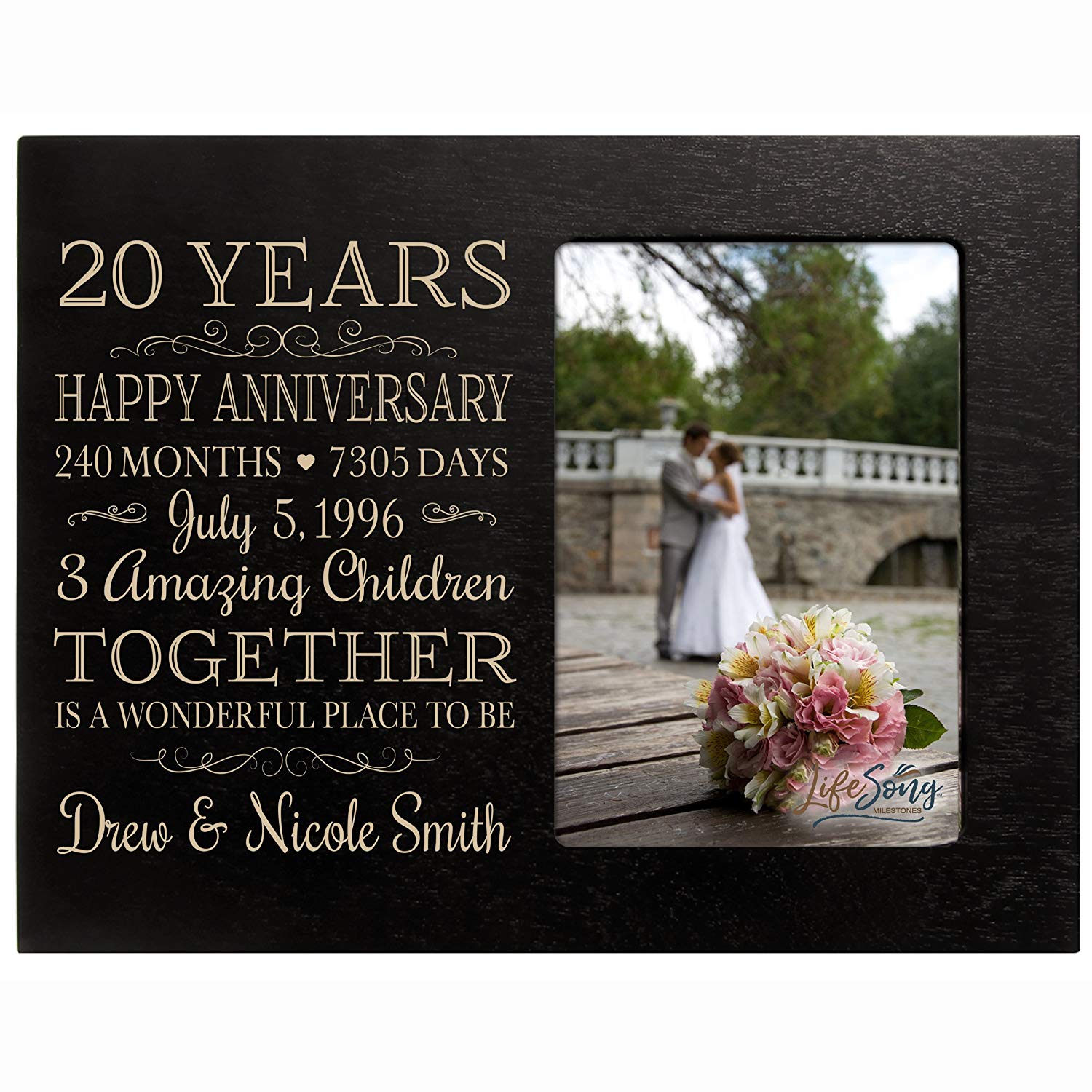 Lifesong Milestones Personalized Unique 20th Wedding Anniversary Picture Frame for Couples