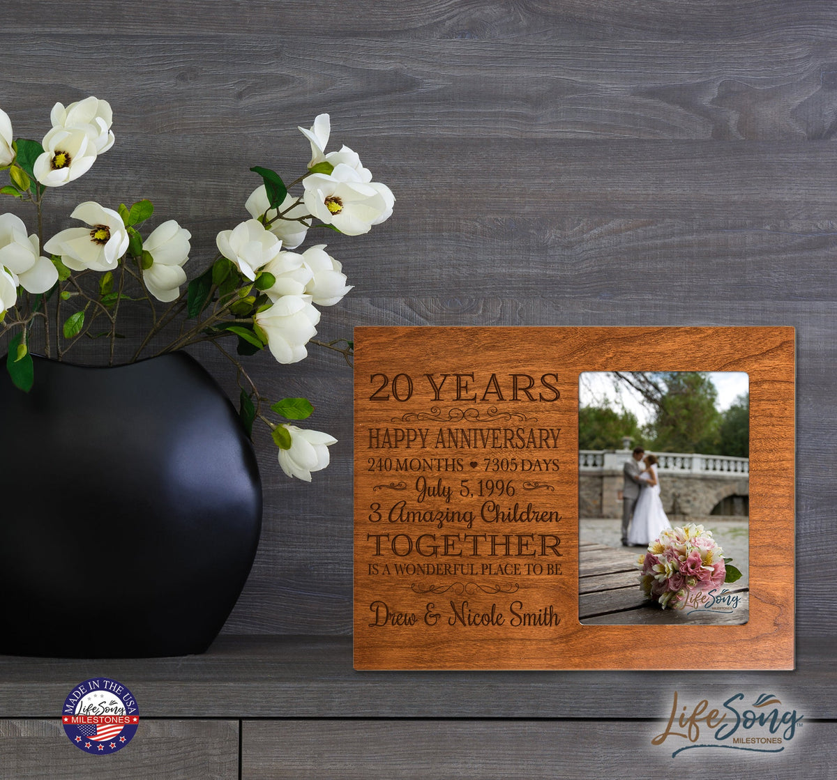 Lifesong Milestones Personalized Unique 20th Wedding Anniversary Picture Frame for Couples
