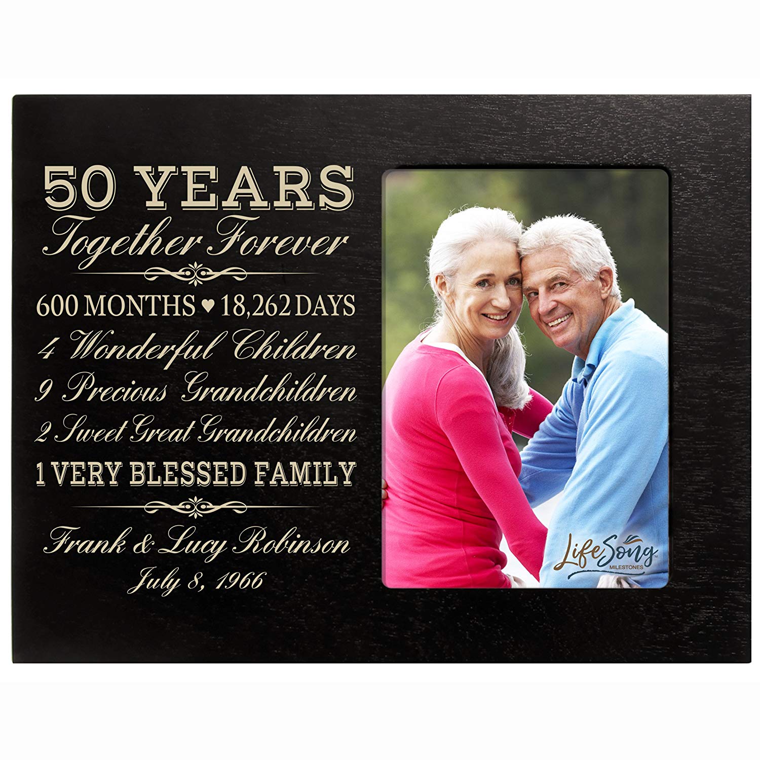 Lifesong Milestones Personalized Unique 50th Wedding Anniversary Picture Frame for Couples