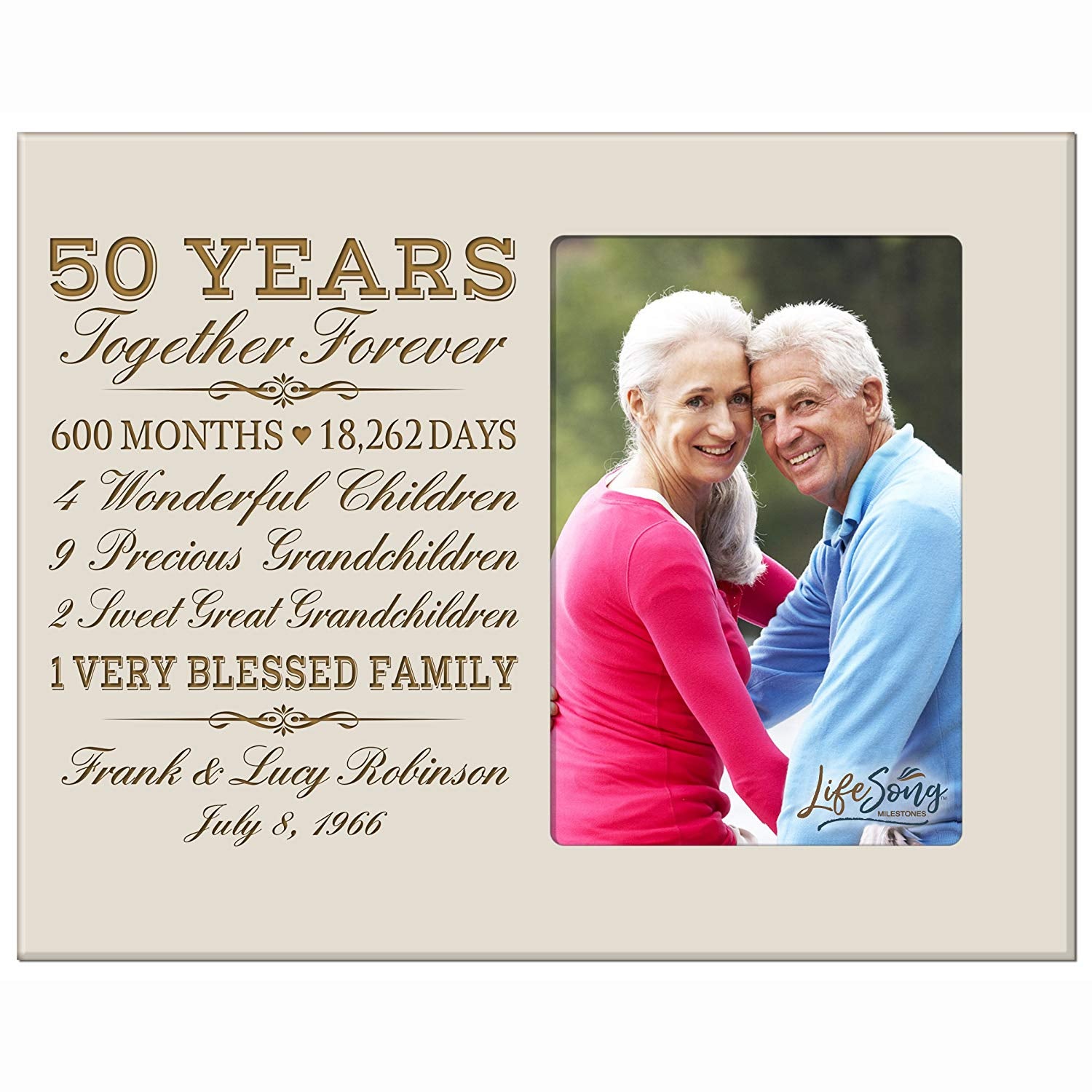 Lifesong Milestones Personalized Unique 50th Wedding Anniversary Picture Frame for Couples