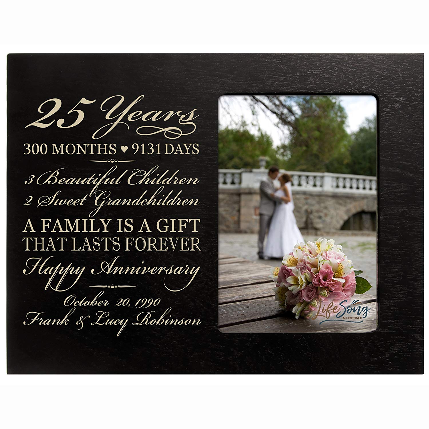 Lifesong Milestones Personalized Unique 25th Wedding Anniversary Picture Frame for Couples