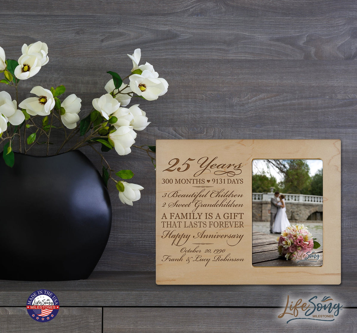 Lifesong Milestones Personalized Unique 25th Wedding Anniversary Picture Frame for Couples