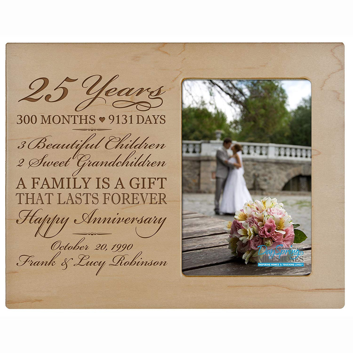 Lifesong Milestones Personalized Unique 25th Wedding Anniversary Picture Frame for Couples