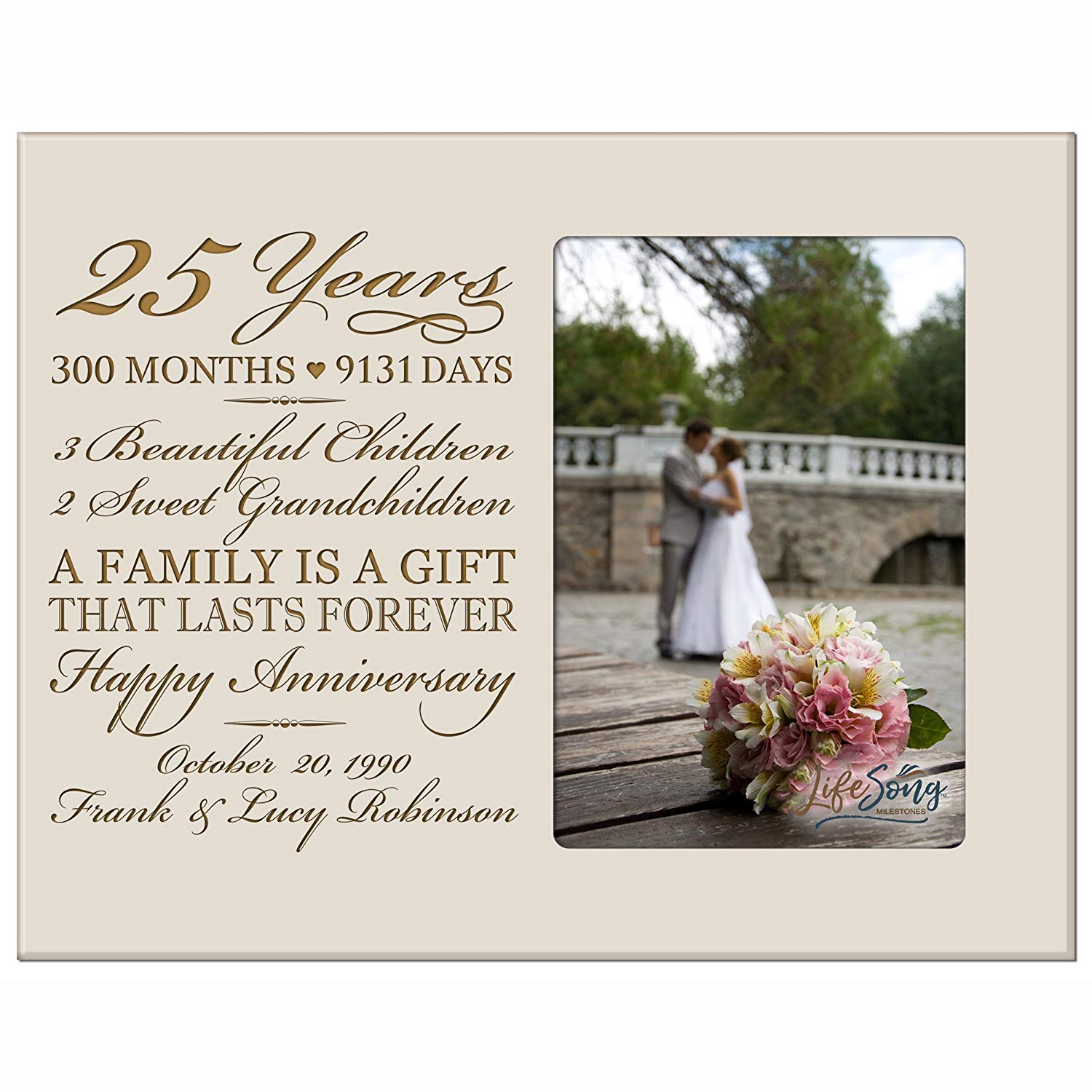 Lifesong Milestones Personalized Unique 25th Wedding Anniversary Picture Frame for Couples