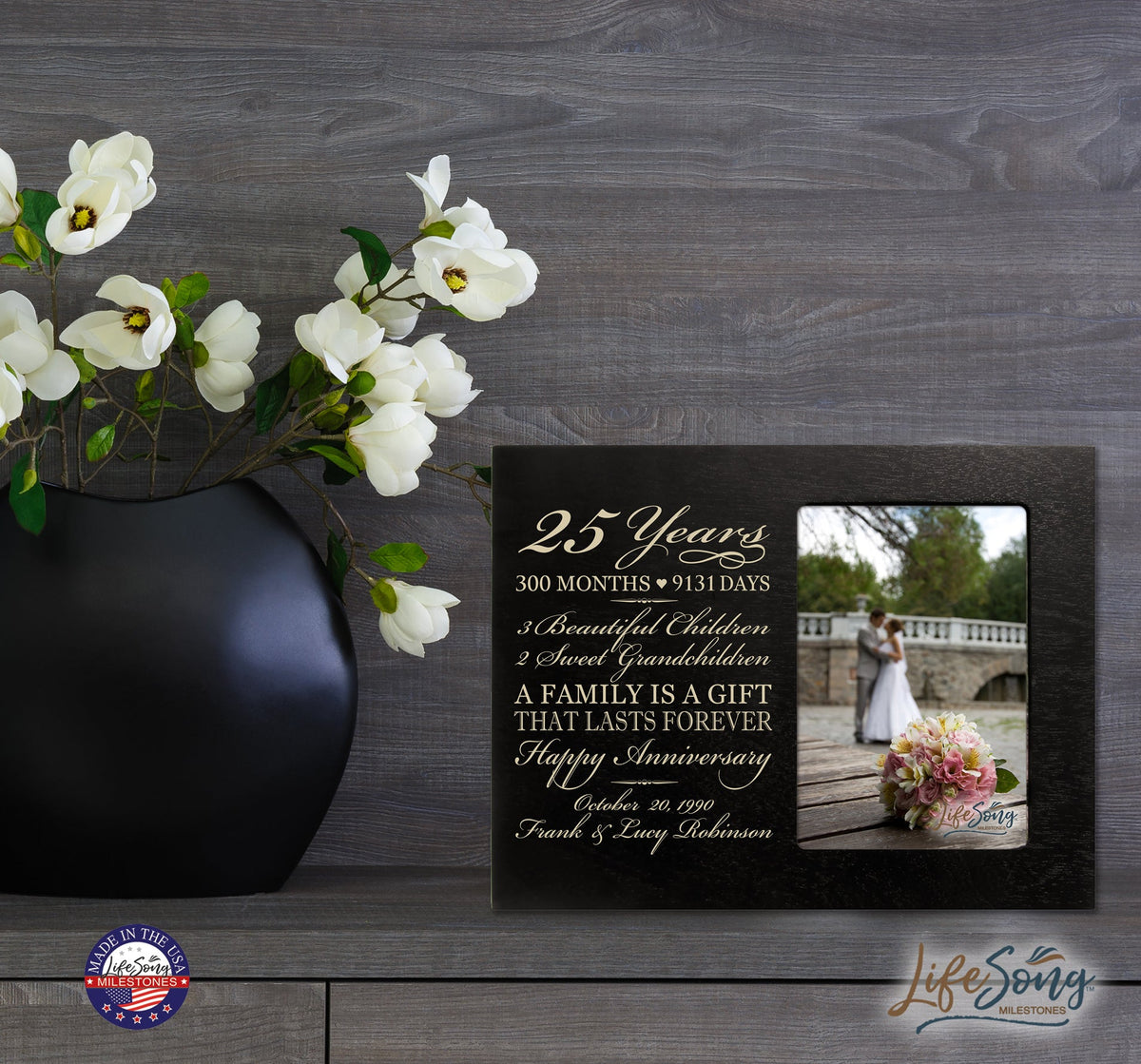 Lifesong Milestones Personalized Unique 25th Wedding Anniversary Picture Frame for Couples
