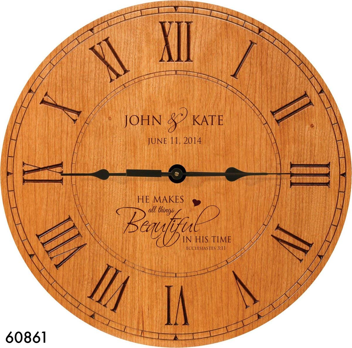 Lifesong Milestones Wooden Engraved Personalized Wedding Anniversary Wall Clock Gift for Couples
