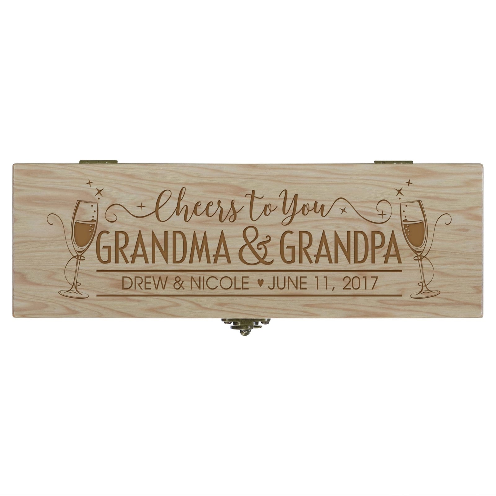 Personalized Anniversary Wine Box with Latch - Grandma and Grandpa - LifeSong Milestones