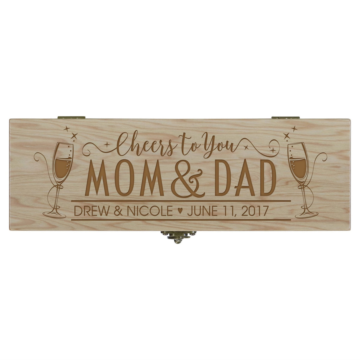 Personalized Anniversary Wine Box with Latch - Mom and Dad - LifeSong Milestones