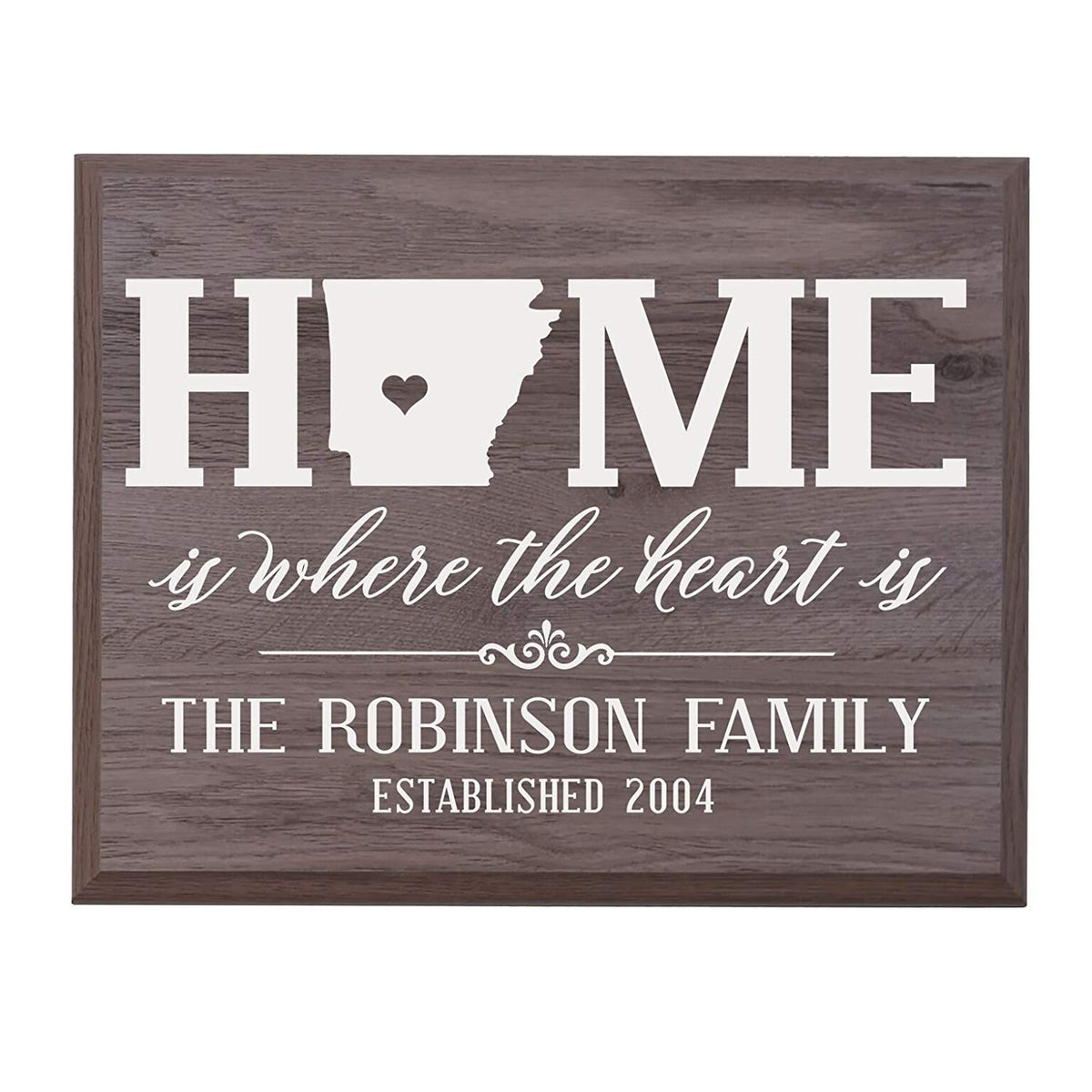 Personalized Arkansas State Home is Where the heart is Sign - LifeSong Milestones