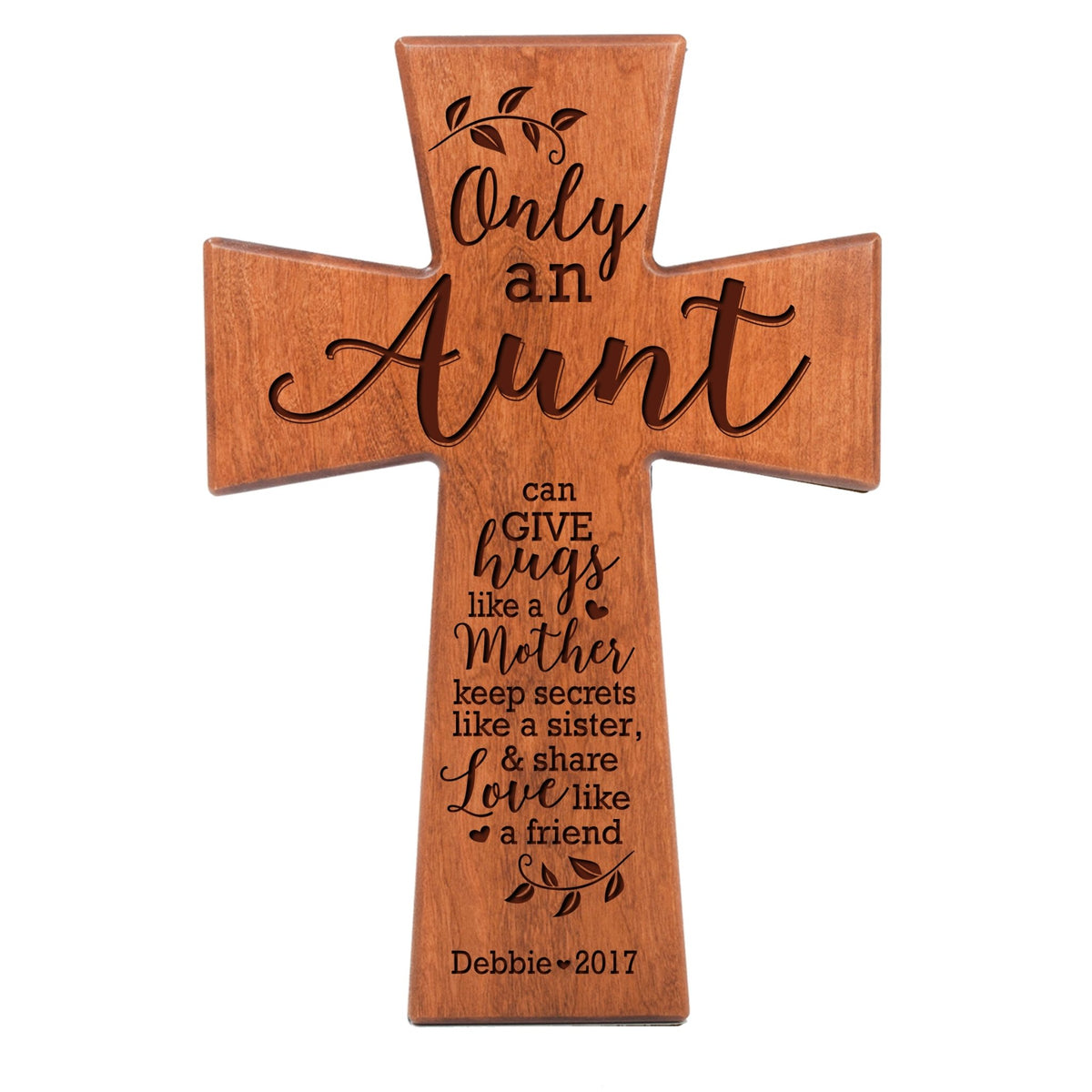 Personalized Aunt Wall Cross Cherry Wood 12x17 - Only An Aunt - LifeSong Milestones