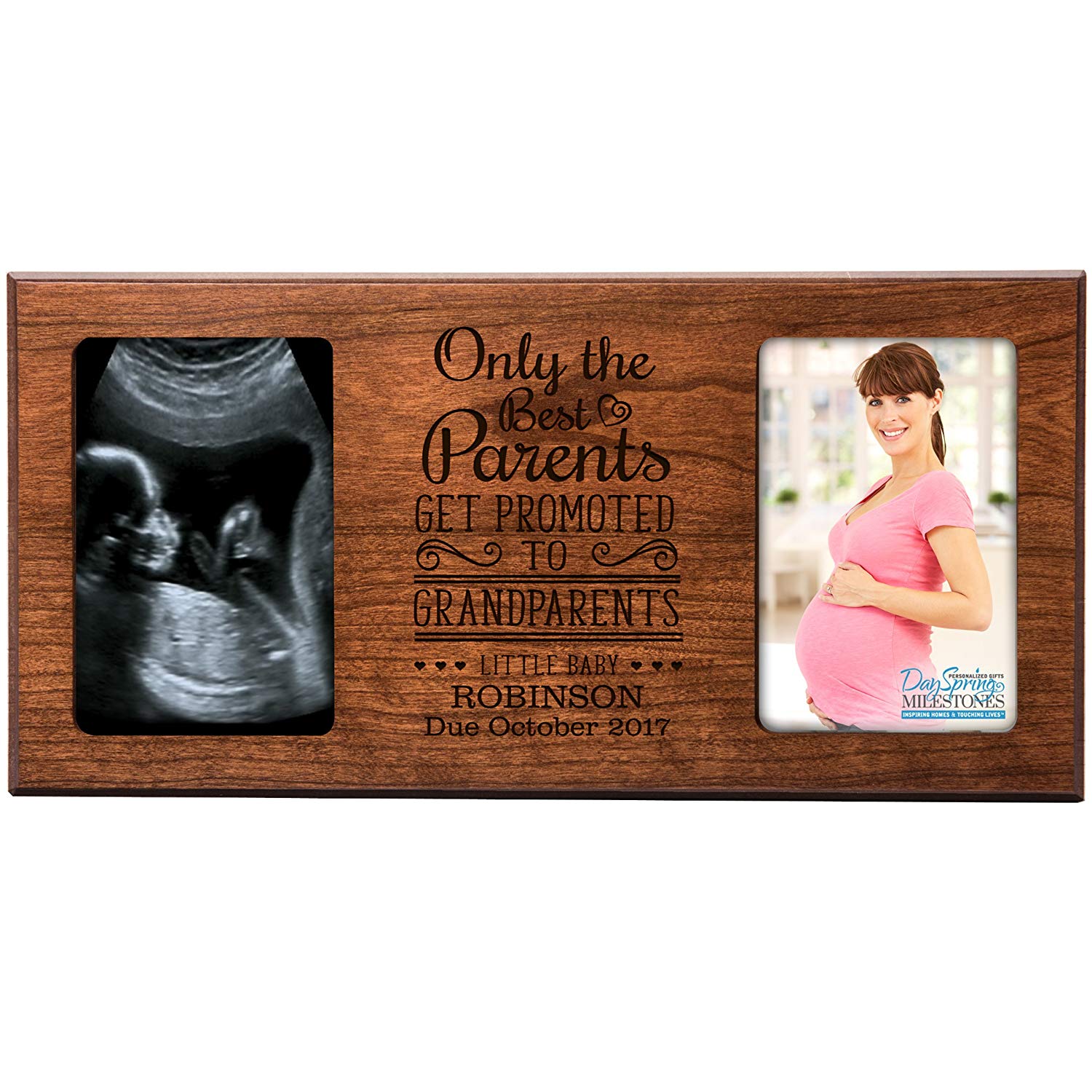 Personalized Baby Announcement Double Photo Frame - Grandparents - LifeSong Milestones