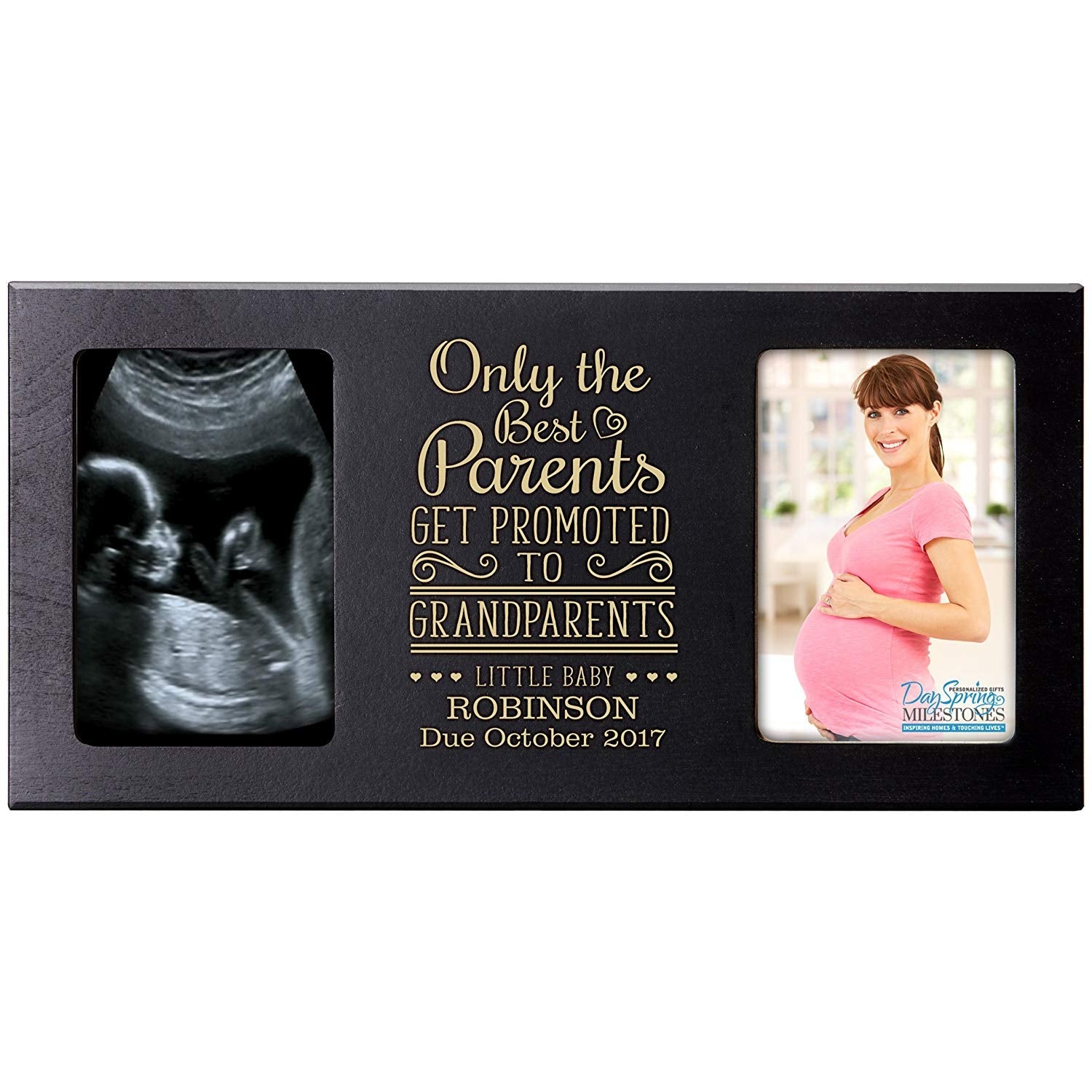 Personalized Baby Announcement Double Photo Frame - Grandparents - LifeSong Milestones