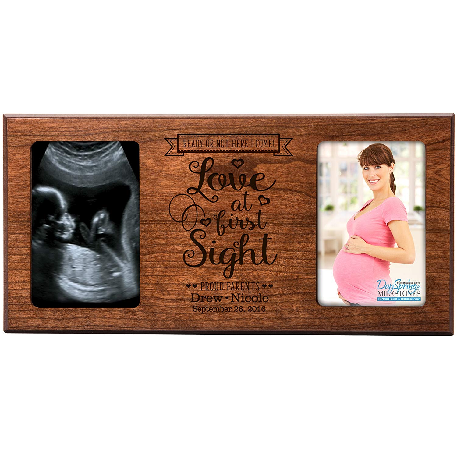 Personalized Baby Announcement Double Photo Frame Love At First Sight - LifeSong Milestones