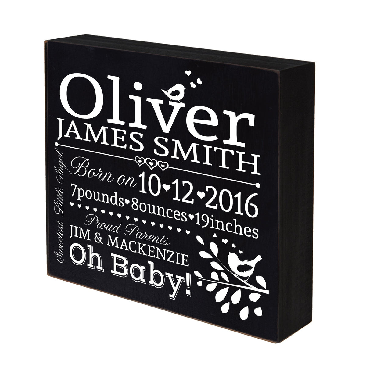 Personalized Baby Announcement Shadow Box - Oh Baby! - LifeSong Milestones