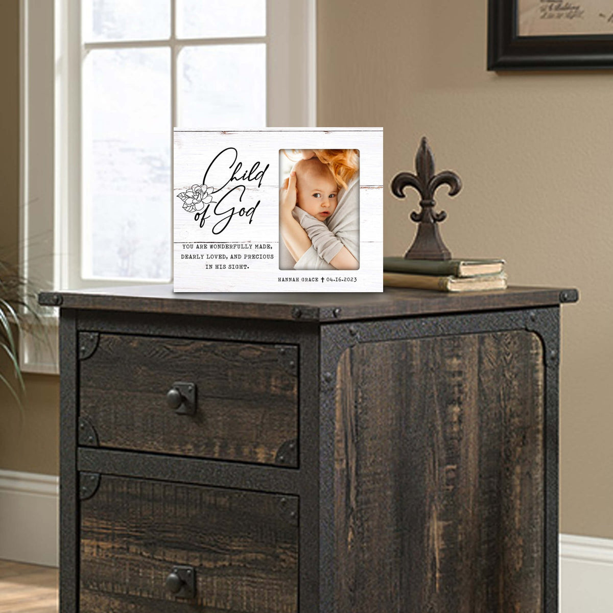 Personalized Baby Baptism Wooden Picture Frame - LifeSong Milestones