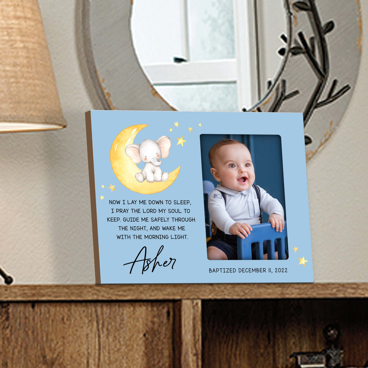 Personalized Baby Baptism Wooden Picture Frame - LifeSong Milestones