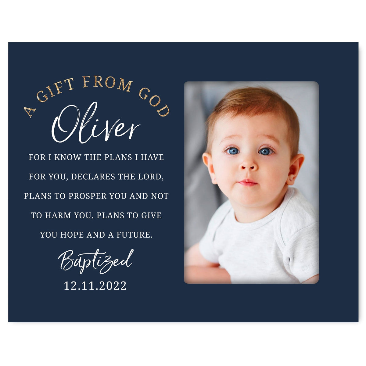 Personalized Baby Baptism Wooden Picture Frame - LifeSong Milestones
