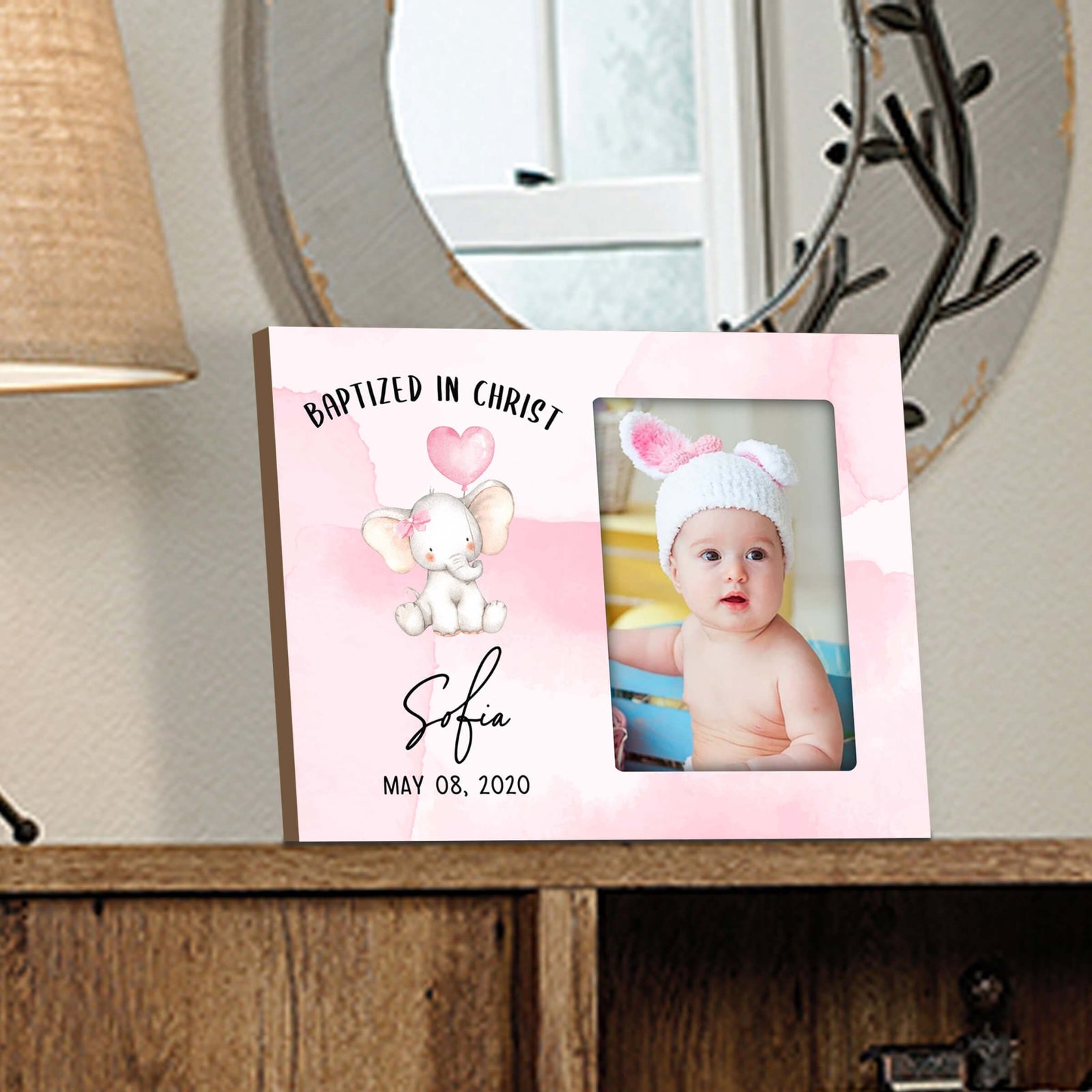Personalized Baby Baptism Wooden Picture Frame - LifeSong Milestones
