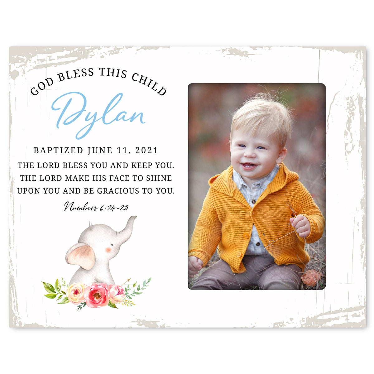Personalized Baby Baptism Wooden Picture Frame - LifeSong Milestones
