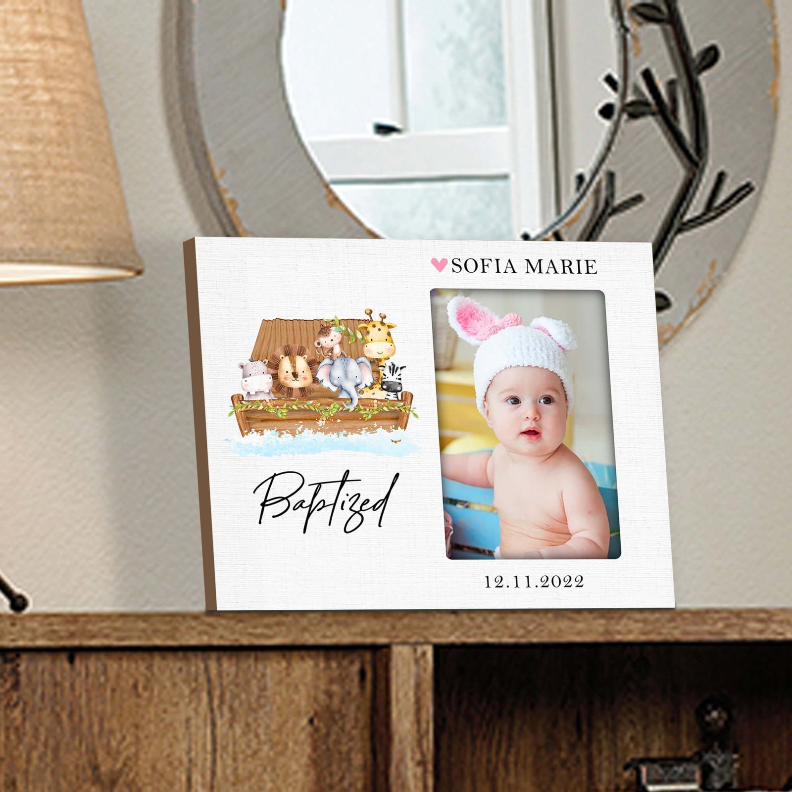 Personalized Baby Baptism Wooden Picture Frame - LifeSong Milestones