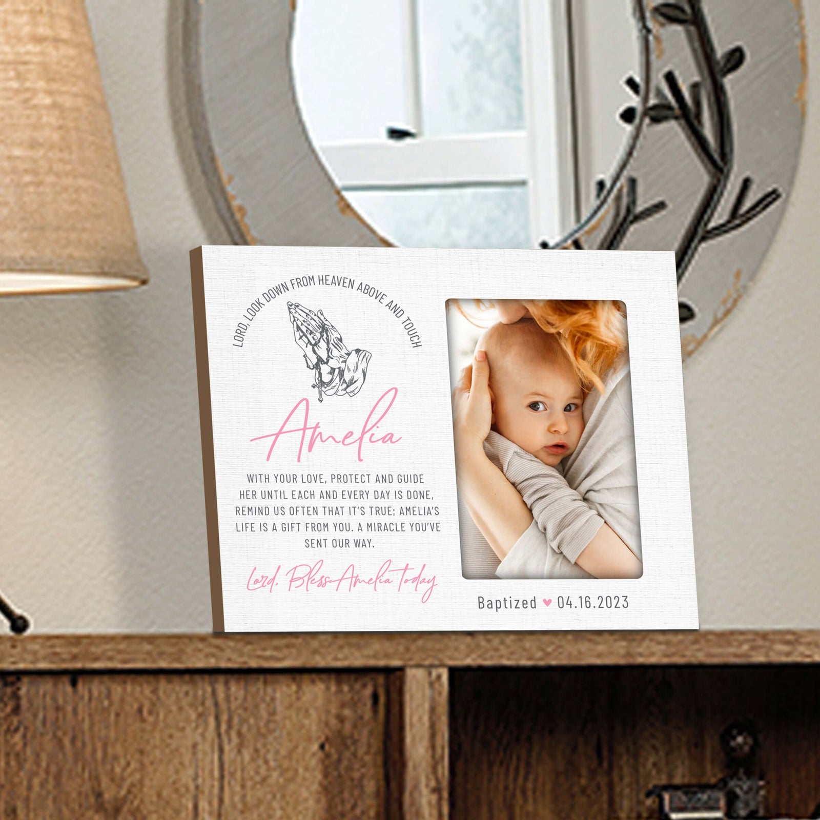 Personalized Baby Baptism Wooden Picture Frame - LifeSong Milestones