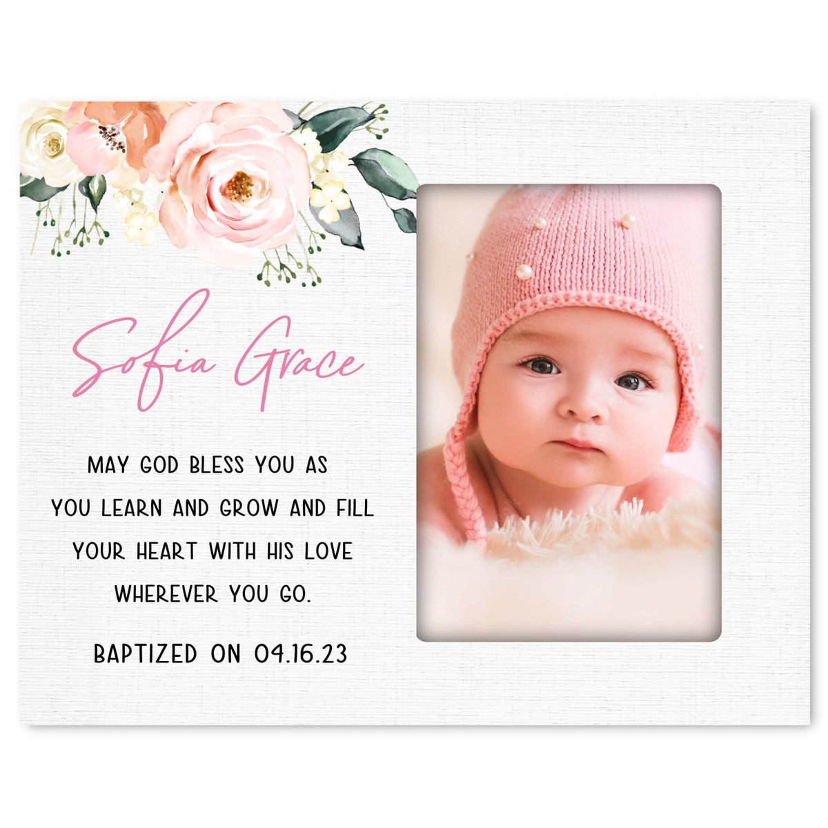 Personalized Baby Baptism Wooden Picture Frame - LifeSong Milestones