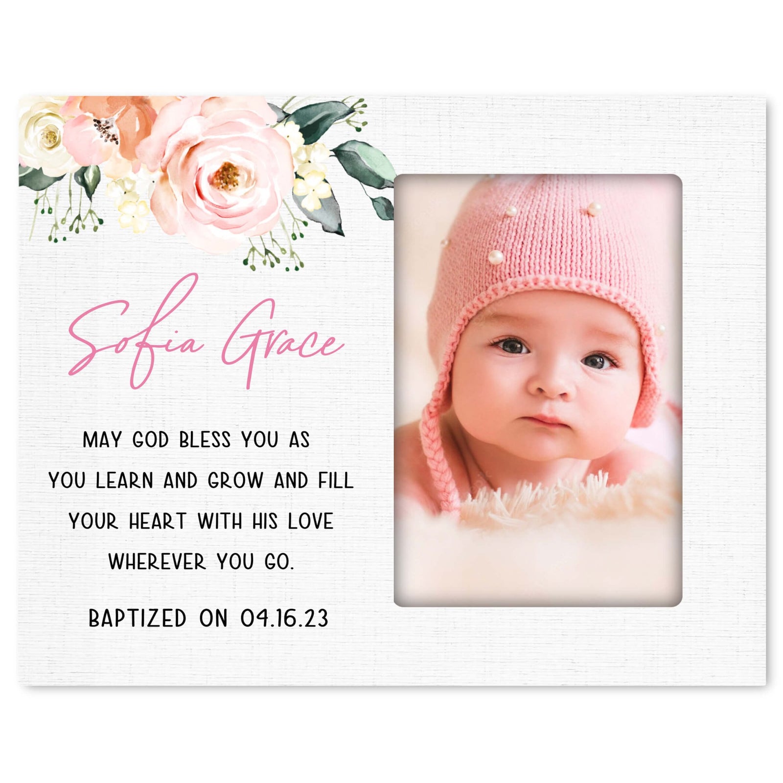 Personalized Baby Baptism Wooden Picture Frame - LifeSong Milestones