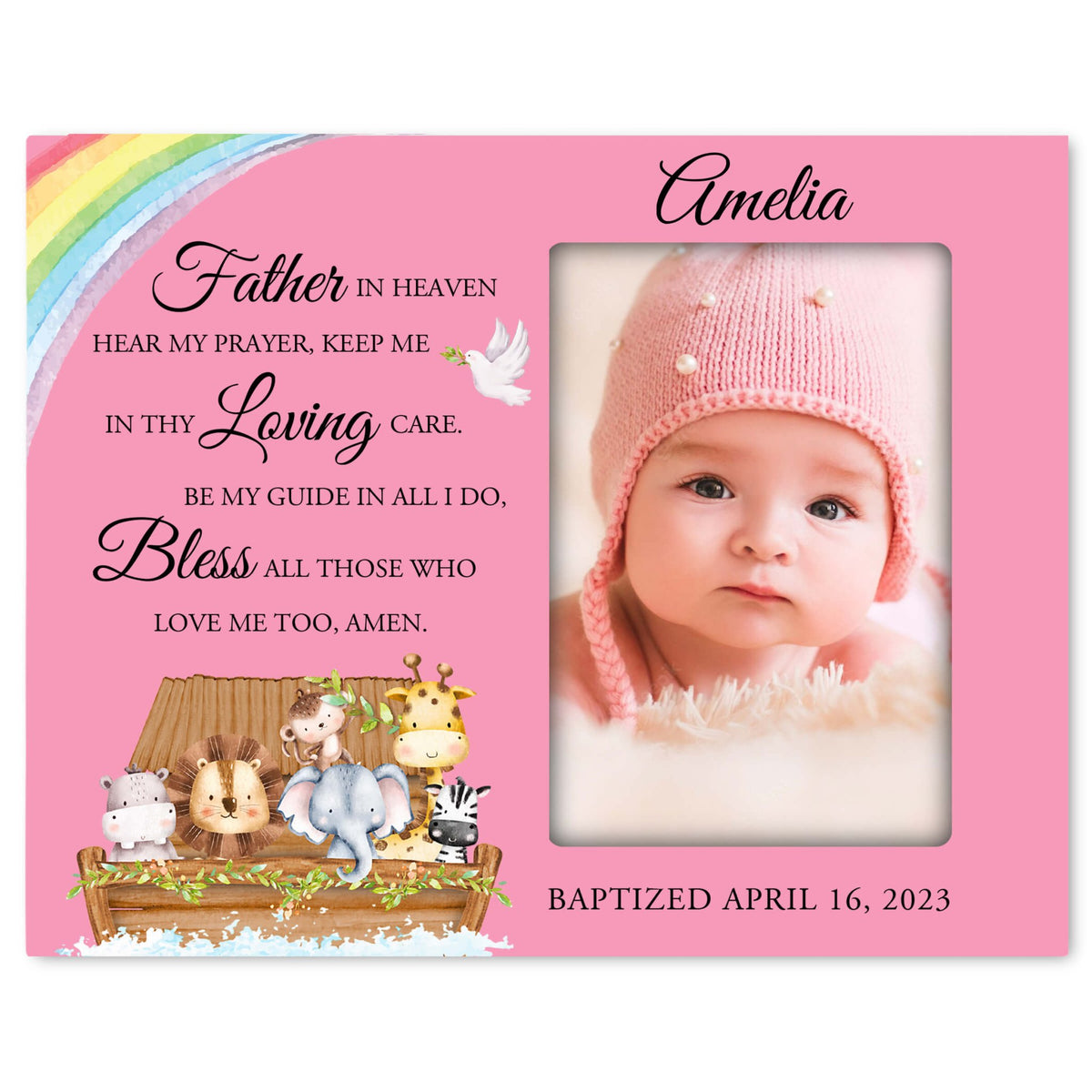 Personalized Baby Baptism Wooden Picture Frame - LifeSong Milestones