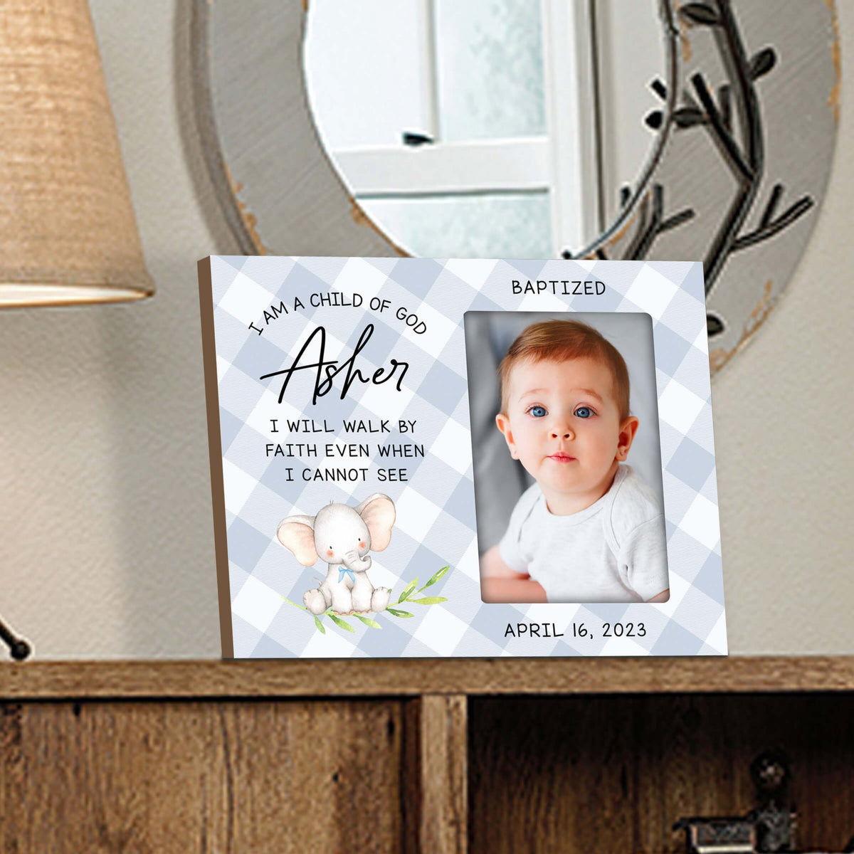Personalized Baby Baptism Wooden Picture Frame - LifeSong Milestones