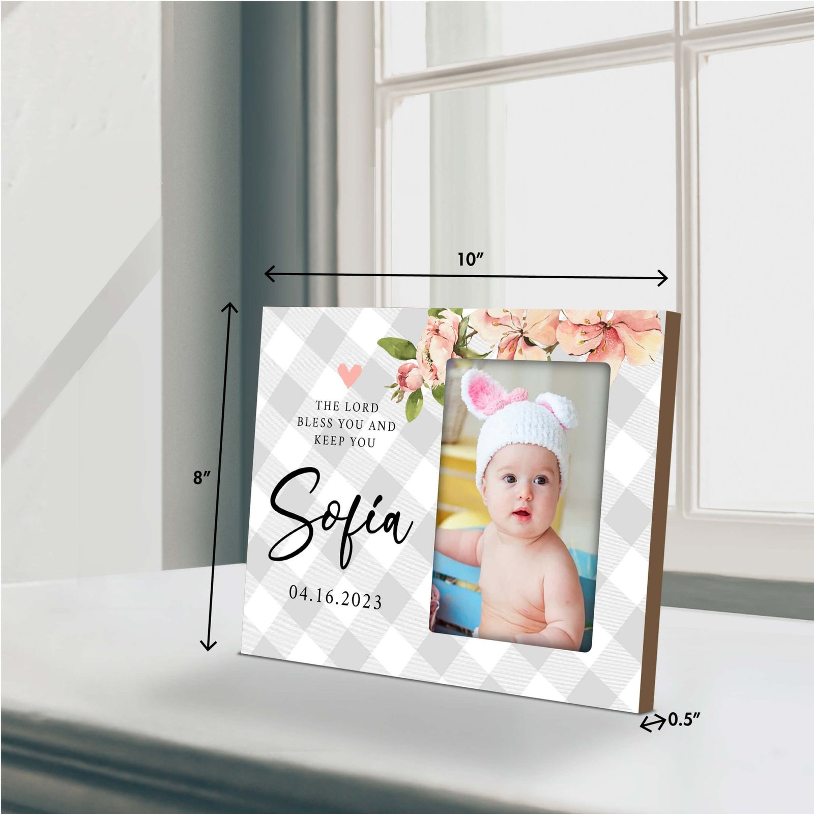 Personalized Baby Baptism Wooden Picture Frame - LifeSong Milestones