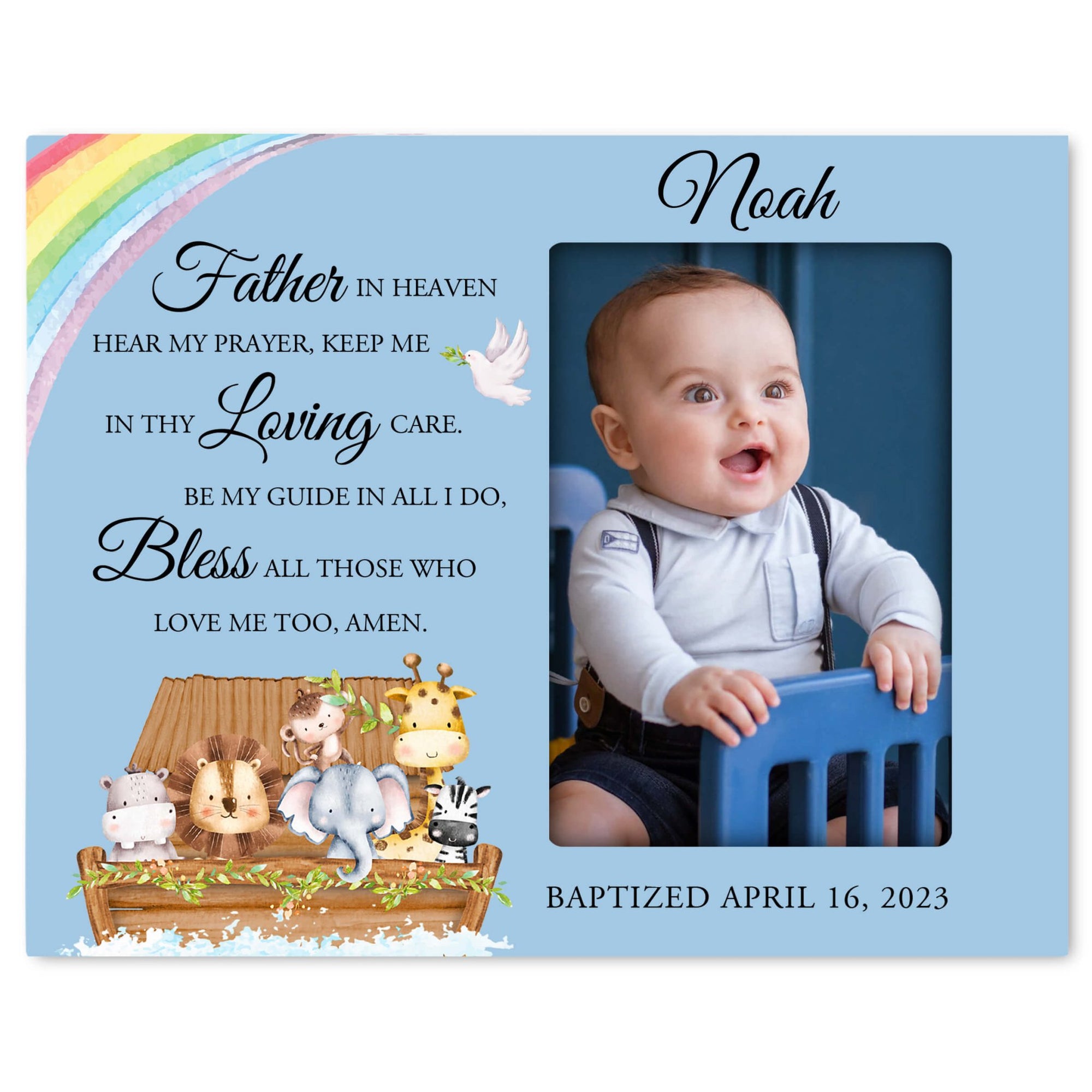 Personalized Baby Baptism Wooden Picture Frame - LifeSong Milestones