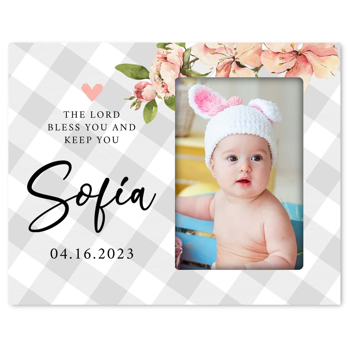 Personalized Baby Baptism Wooden Picture Frame - LifeSong Milestones