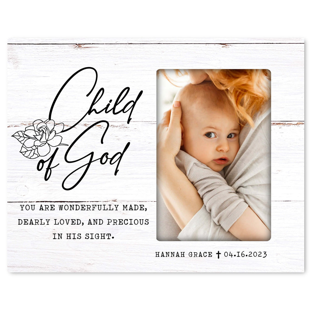 Personalized Baby Baptism Wooden Picture Frame - LifeSong Milestones