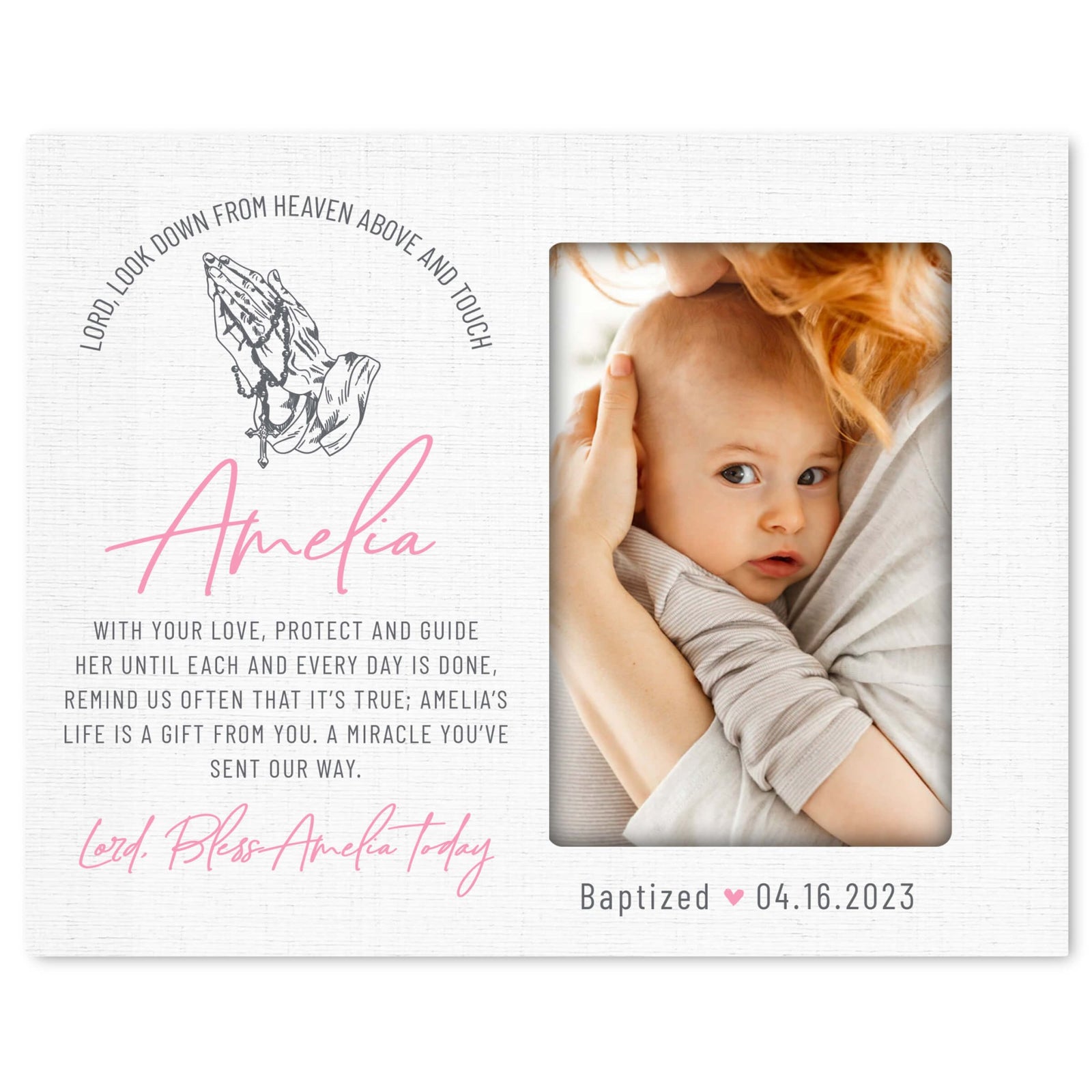 Personalized Baby Baptism Wooden Picture Frame - LifeSong Milestones