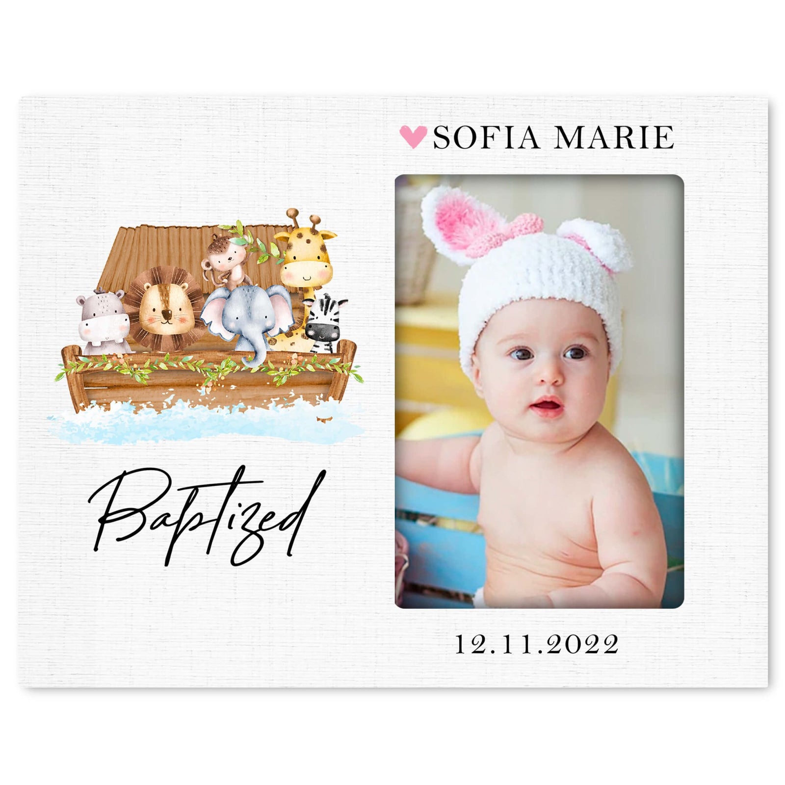 Personalized Baby Baptism Wooden Picture Frame - LifeSong Milestones