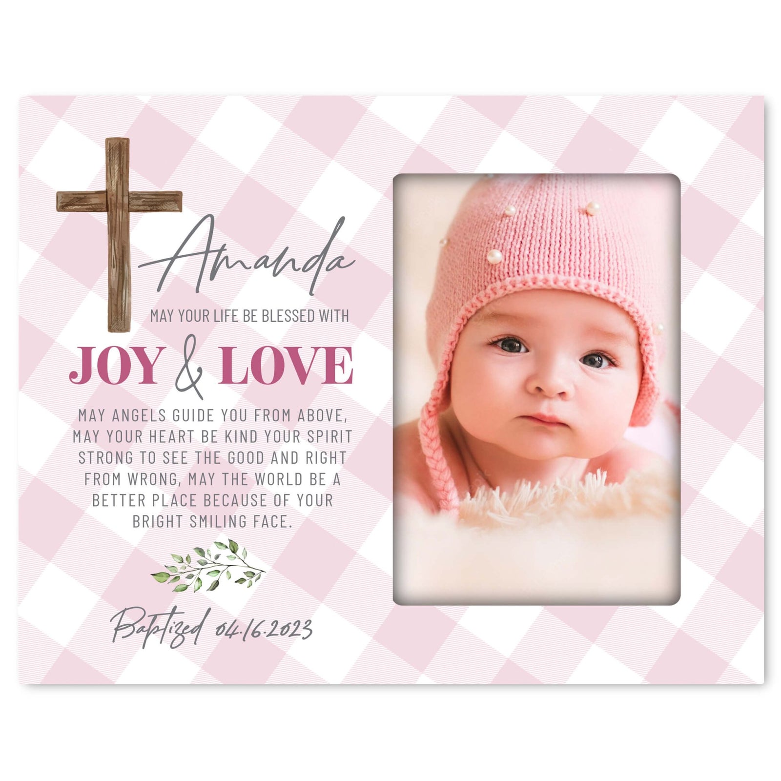 Personalized Baby Baptism Wooden Picture Frame - LifeSong Milestones