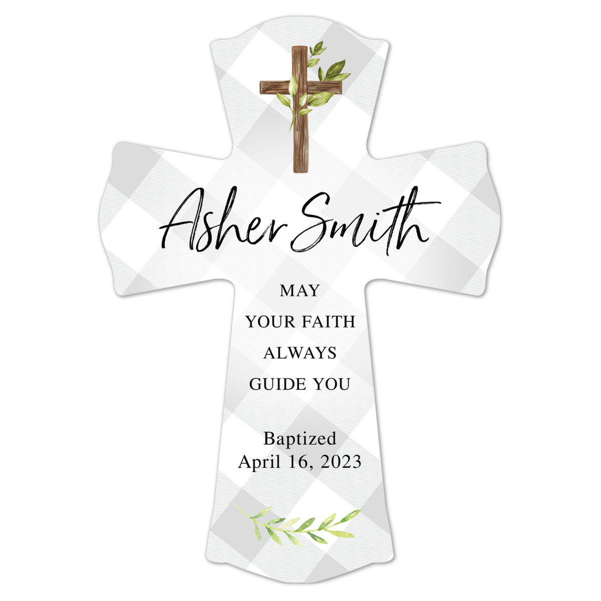 Personalized Baby Baptism Wooden Wall Cross - LifeSong Milestones