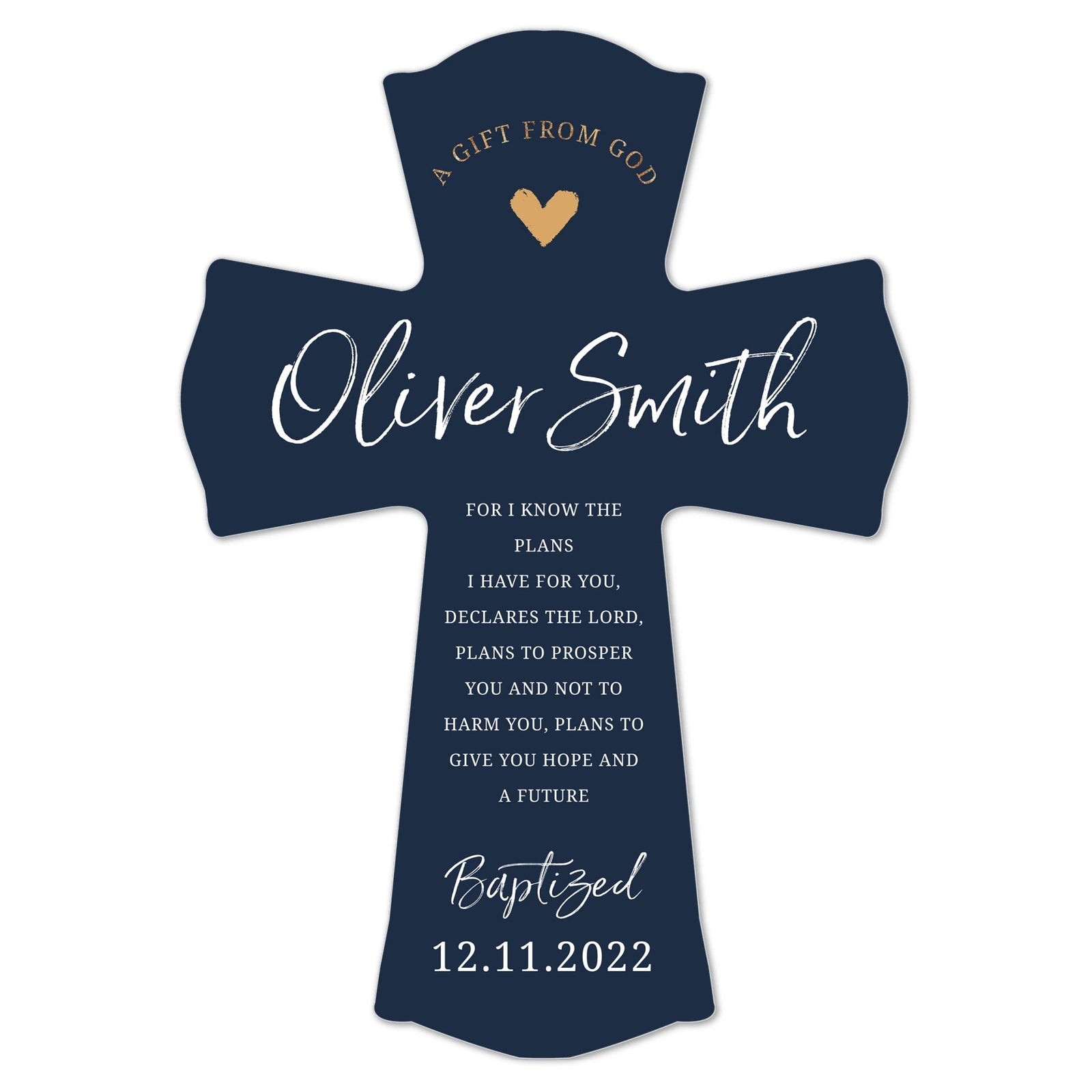 Personalized Baby Baptism Wooden Wall Cross - LifeSong Milestones