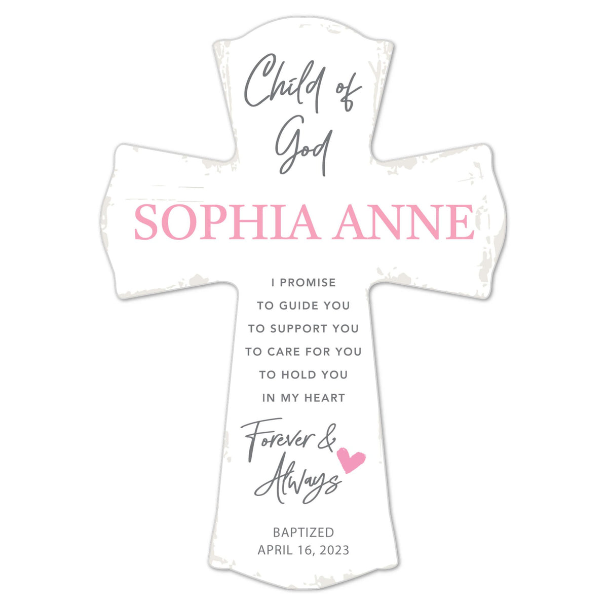 Personalized Baby Baptism Wooden Wall Cross - LifeSong Milestones