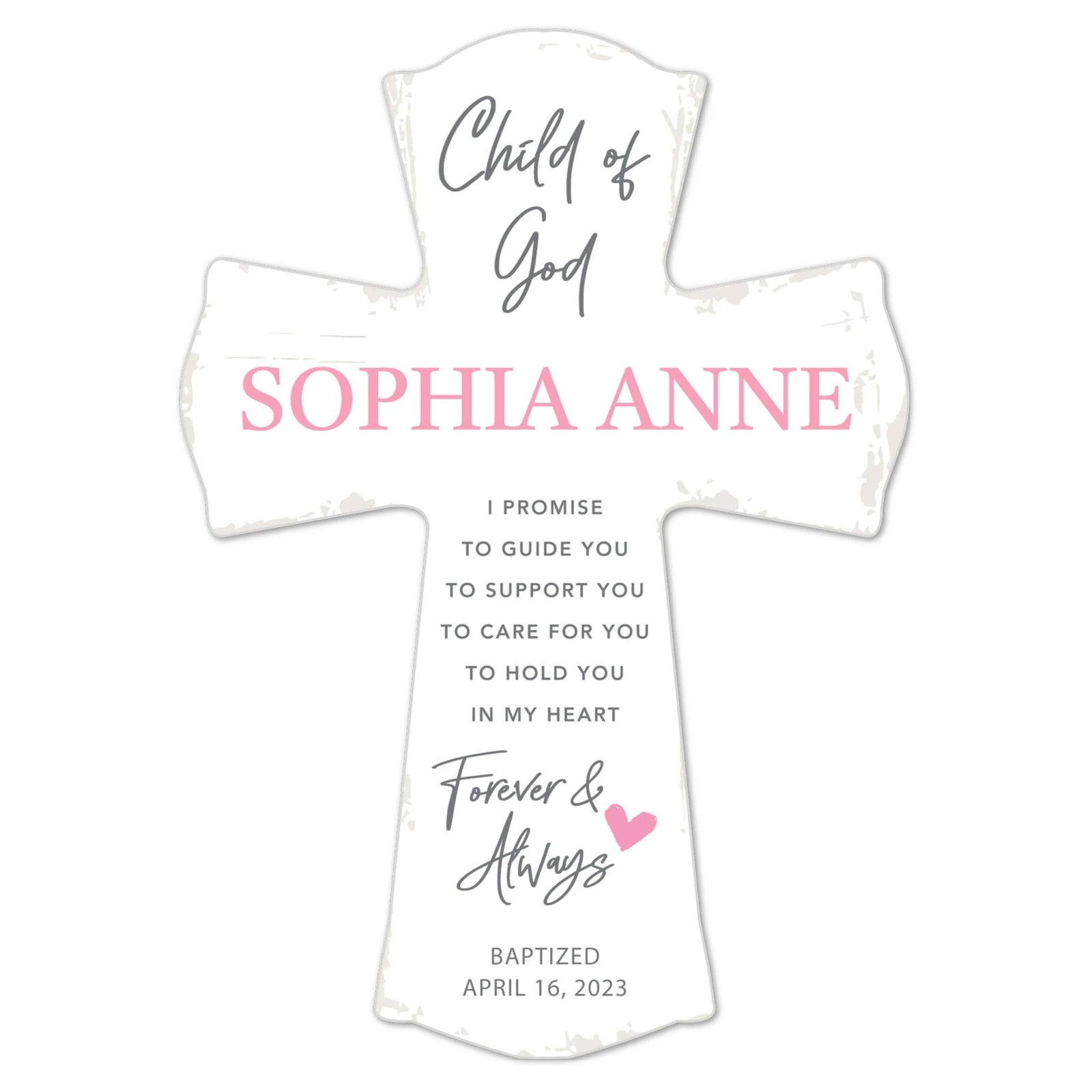 Personalized Baby Baptism Wooden Wall Cross - LifeSong Milestones
