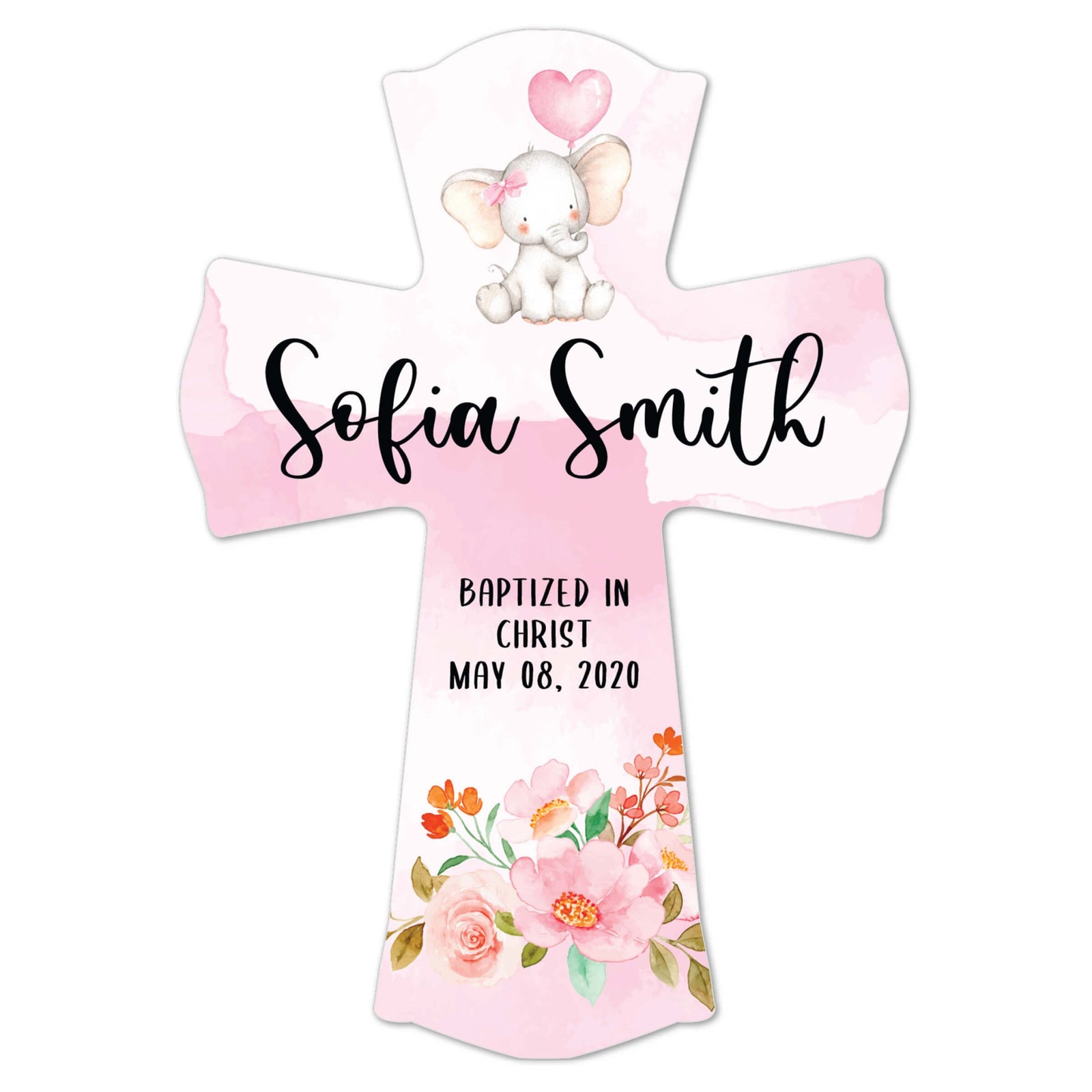 Personalized Baby Baptism Wooden Wall Cross - LifeSong Milestones