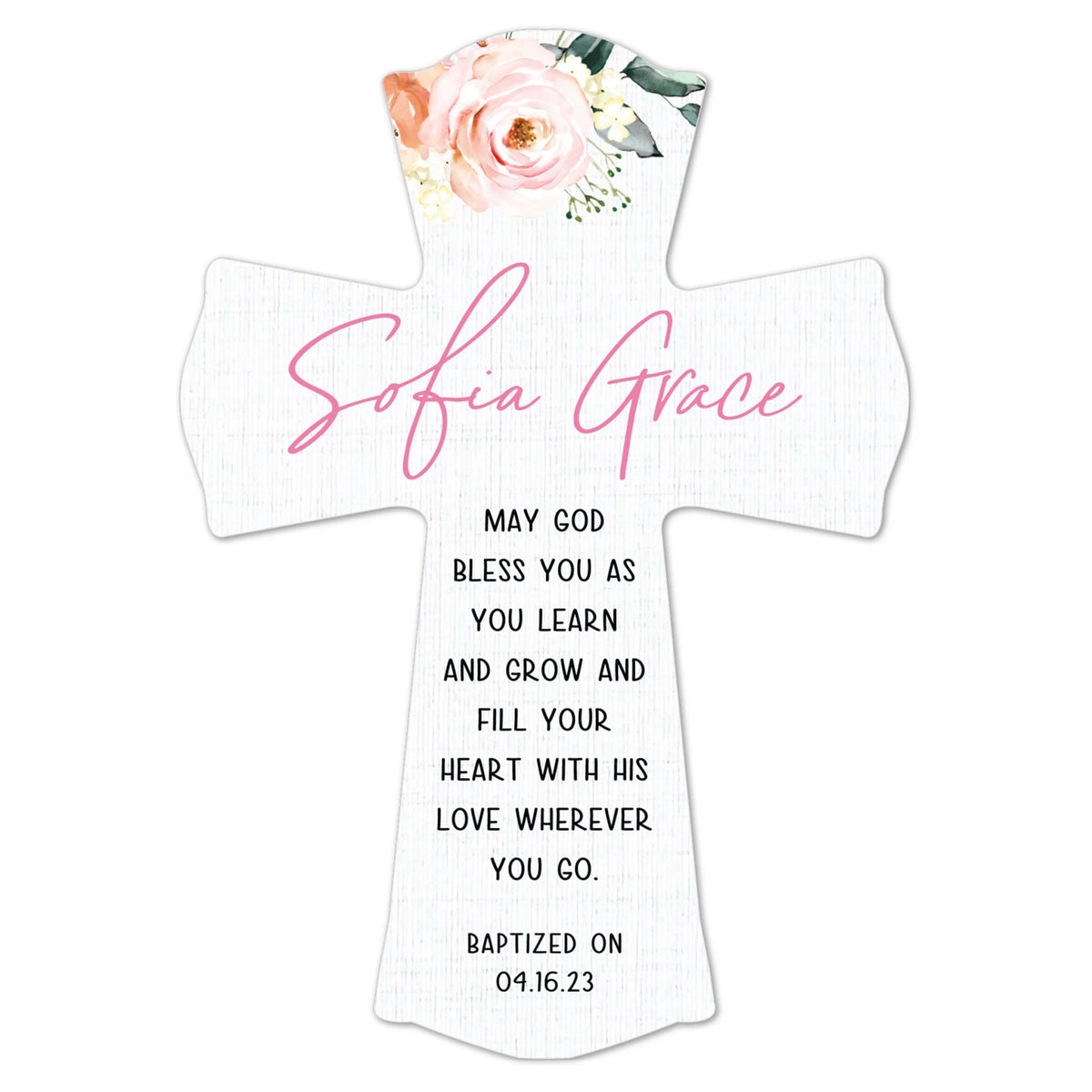 Personalized Baby Baptism Wooden Wall Cross - LifeSong Milestones