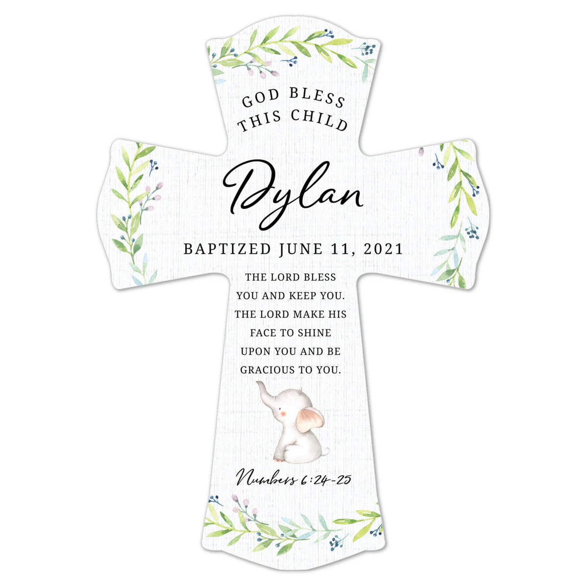 Personalized Baby Baptism Wooden Wall Cross - LifeSong Milestones