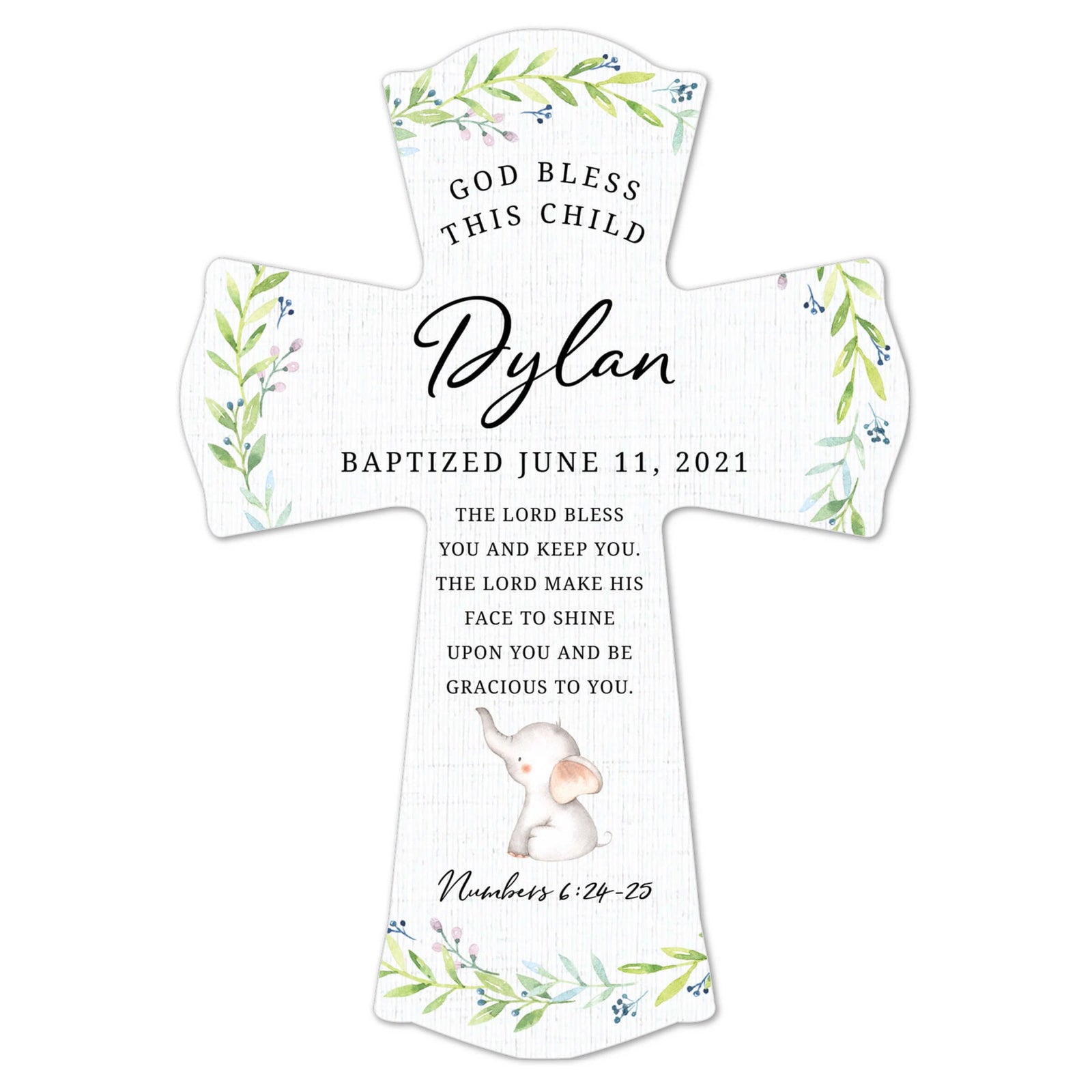 Personalized Baby Baptism Wooden Wall Cross - LifeSong Milestones