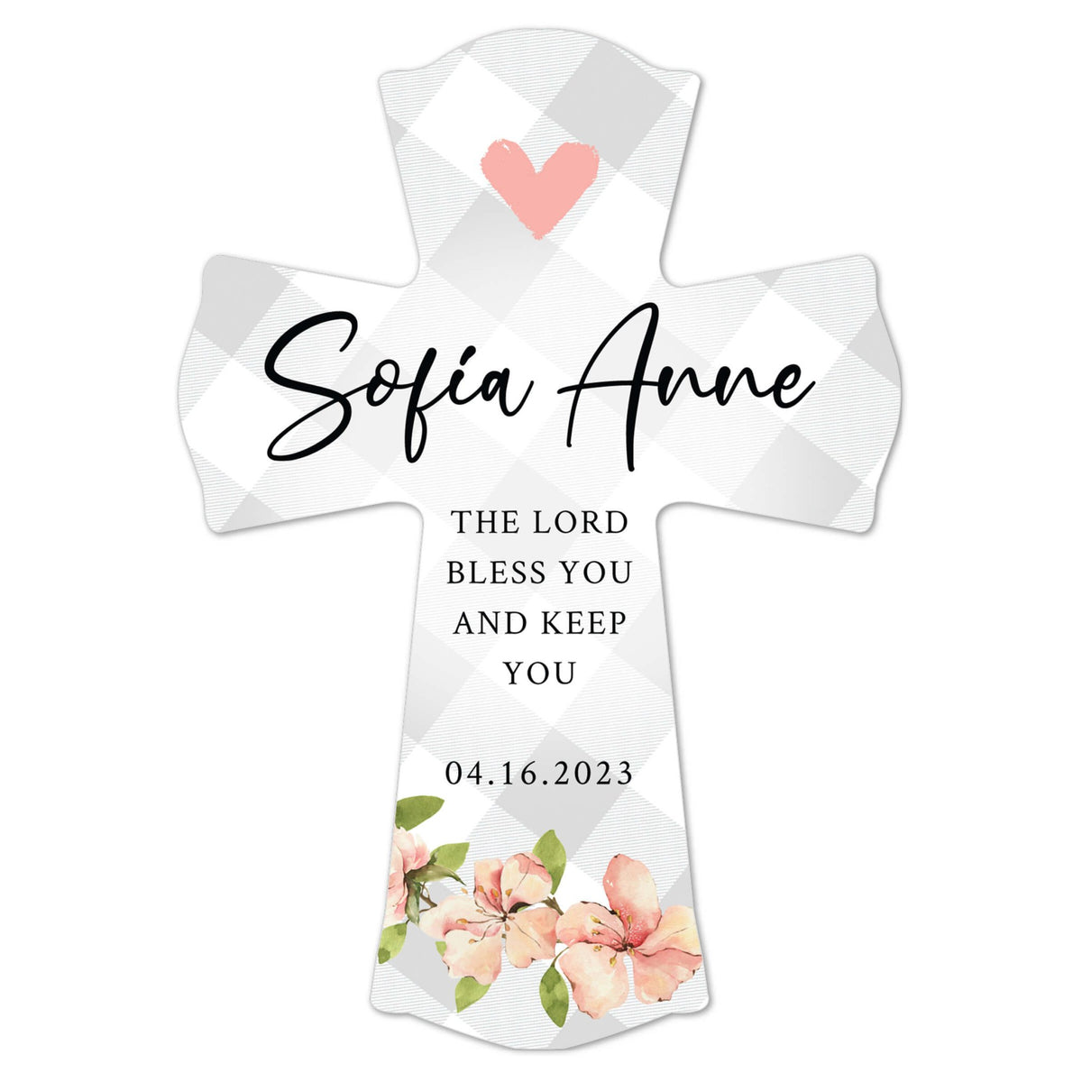 Personalized Baby Baptism Wooden Wall Cross - LifeSong Milestones