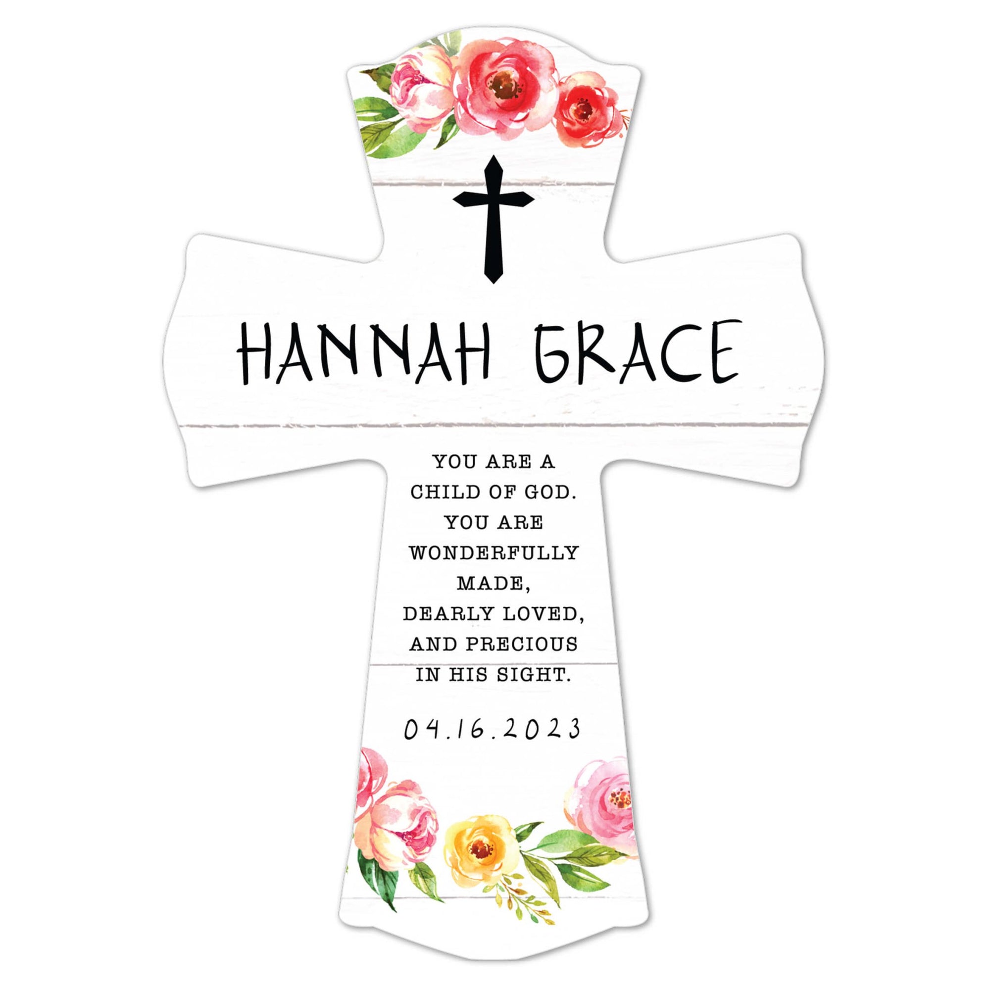 Personalized Baby Baptism Wooden Wall Cross - LifeSong Milestones